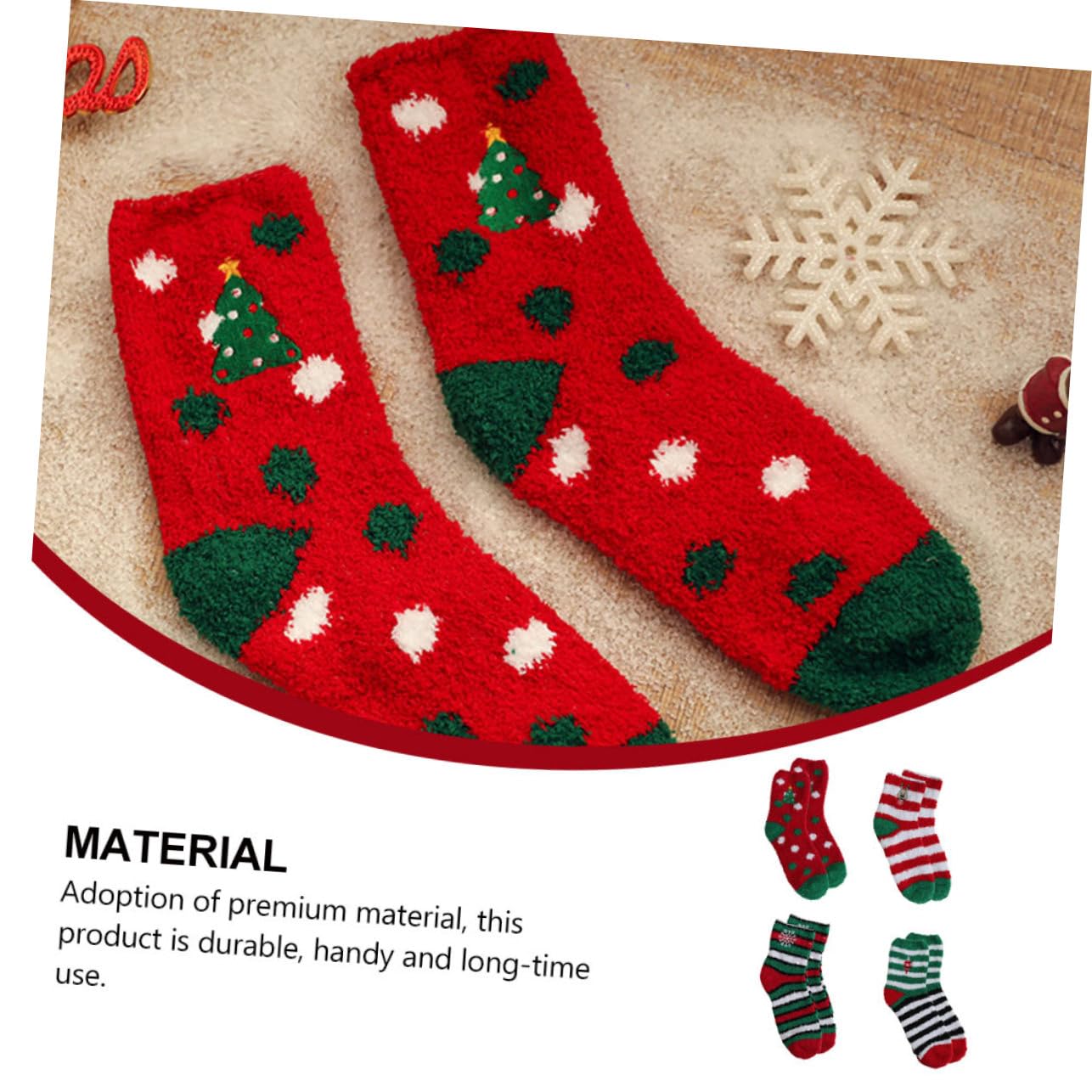 Abaodam 4pairs Coral Fleece Warm Sleep Socks for Winter Thicken Cozy Stockings Christmas Designs for Cold Protection for