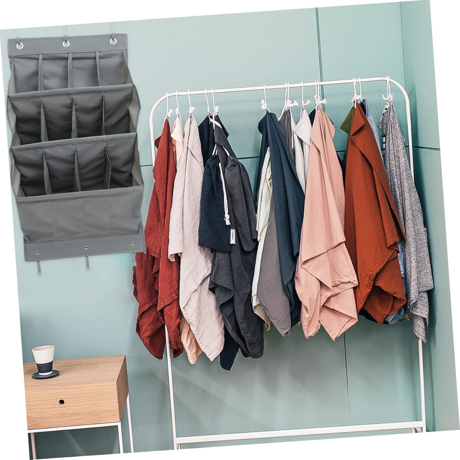 SOLUSTRE Door Organizer 12 Pockets Grey Wall Hanging Storage Bag Multi-functional No Drill Storage Solution for Shoes Toys and Household Items