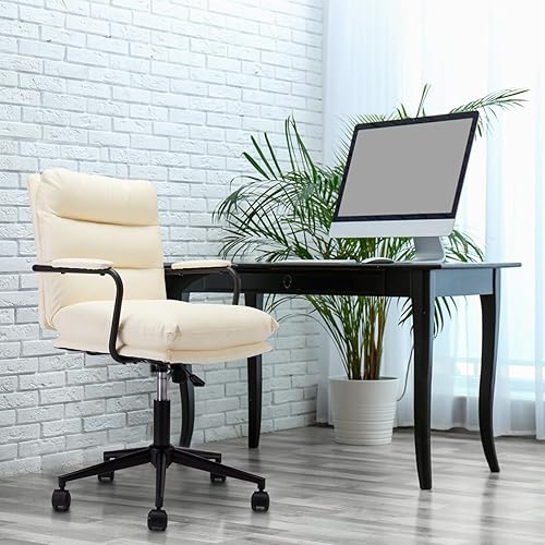Miniatura 9 de Cómoda moderna de piel sintética, silla de tecnología de uñas, con respaldo medio ajustable, silla de oficina con ruedas, silla de computadora de