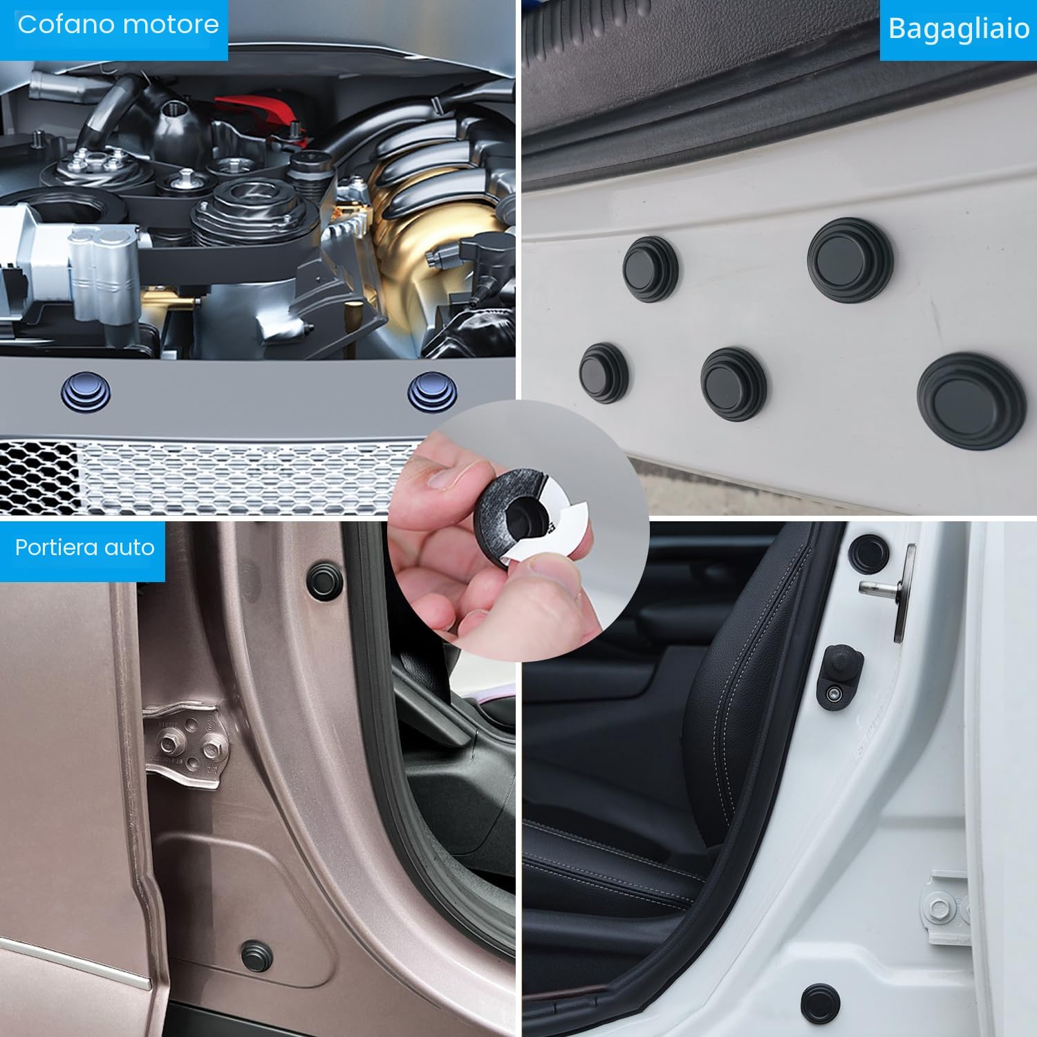 Protezione in Gomma per Paraurti Auto, Protezione Bagagliaio Auto Gomma con 10 Ammortizzatori per Porte Auto, Paracolpi Paraurti Posteriore per Auto Camion (90x7cm)