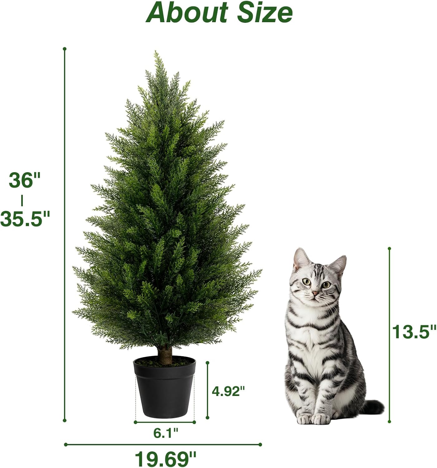 3FT Artificial Cedar Topiary Trees Set of 2 for Outdoor Porch