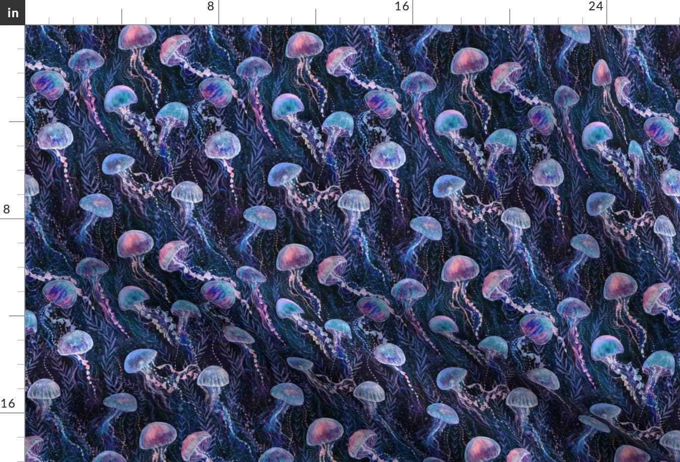 Spoonflower Fabric - Magic Jellyfish Watercolor Underwater Maritime Nautical Printed on Minky Fabric by The Yard - Sewing Baby Blankets Quilt Backing Plush