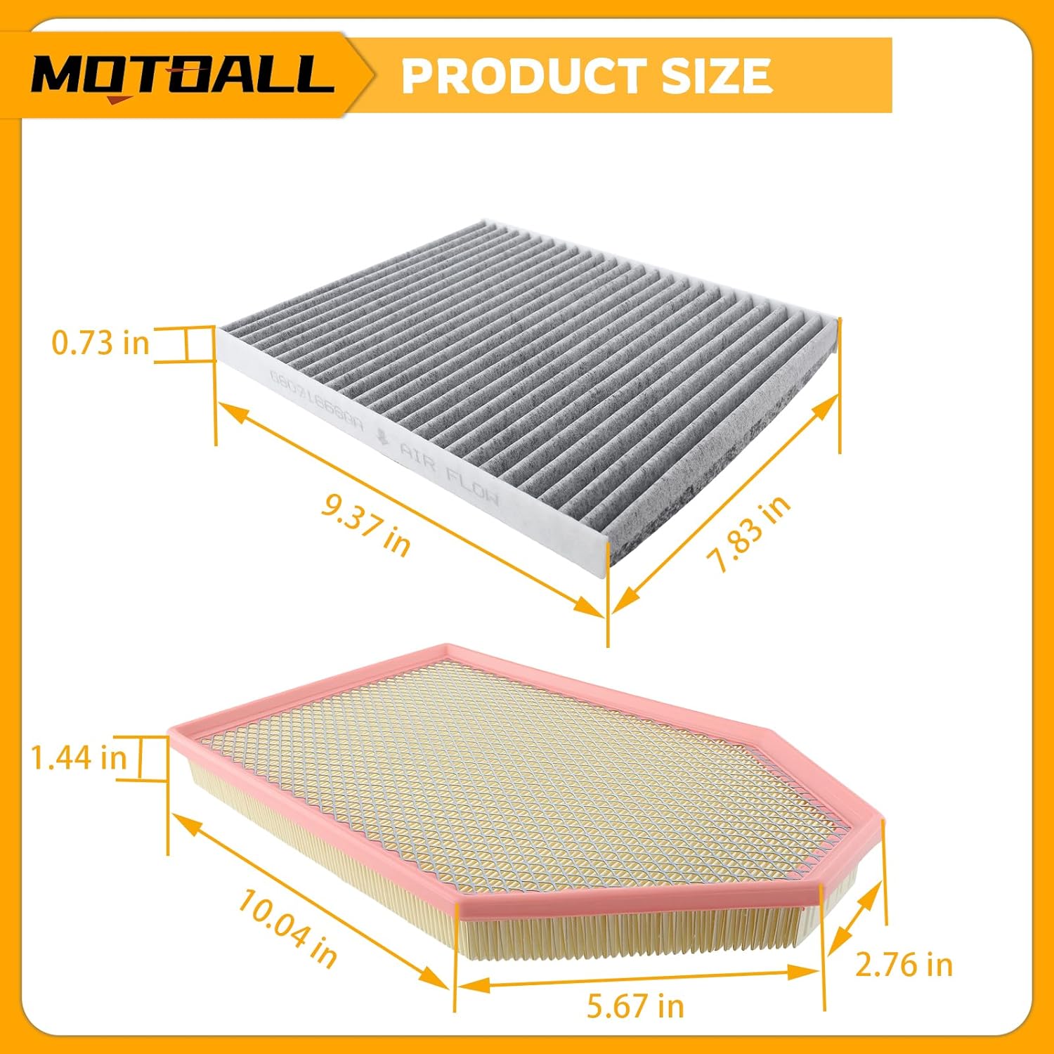 MOTOALL Engine Air Filter & Cabin Air Filter Combo Set 04861746AB Fit for Dodge Challenger Charger 11-23 for Chrysler 300 2011-2023 Replaces# 68071668AA