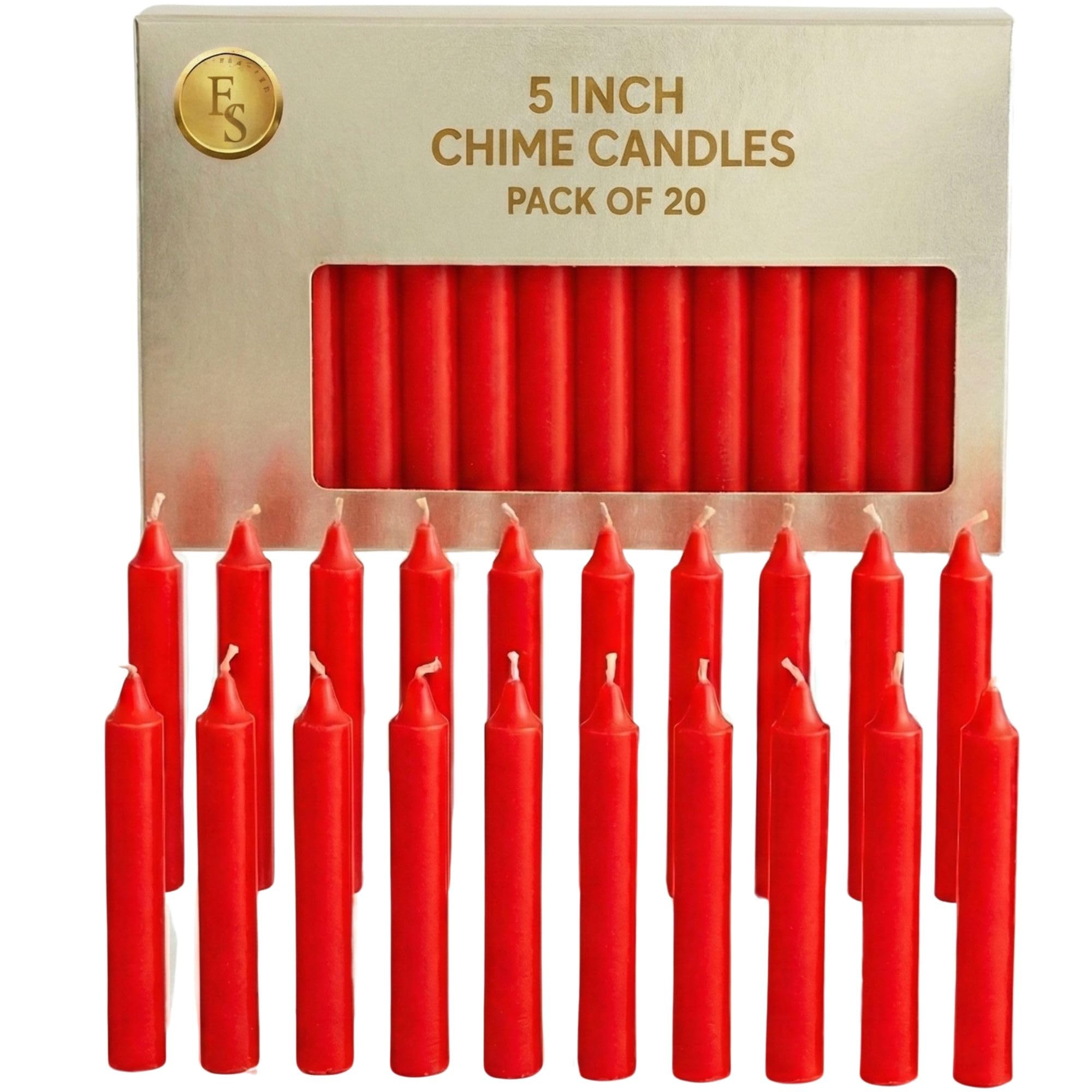Ein Sof 5 inches Unscented Chime Candles Pack of 20 (4 Hrs Burn Time) Decorative Light Long Paraffin Wax Pillar Mombati Red Candle Set for Courage, Gifting, Birthday, Home Use & Decoration-image-28