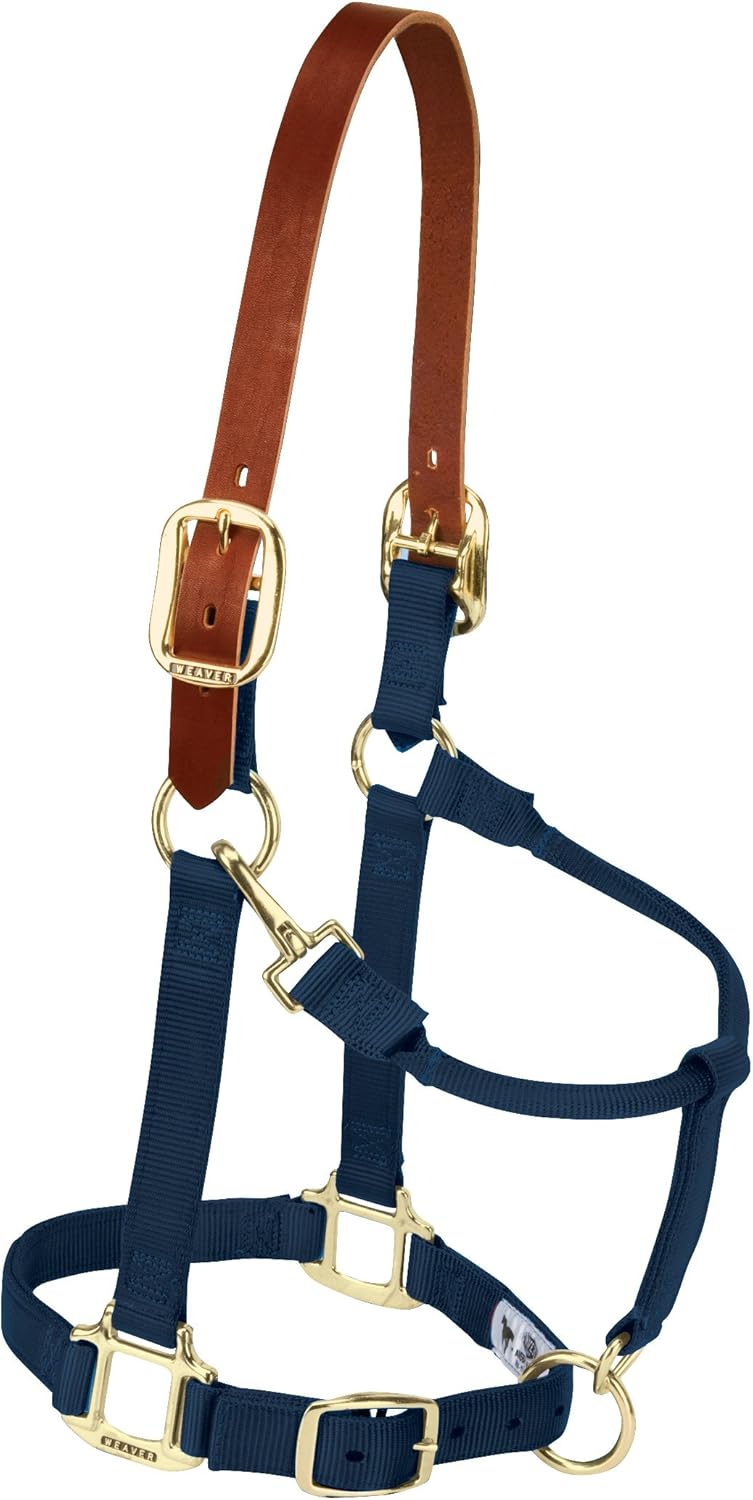 Breakaway Horse Halter, Supple Leather Crown, Adjustable Chin & Throat Snap Halters for Horses, Equine Tack