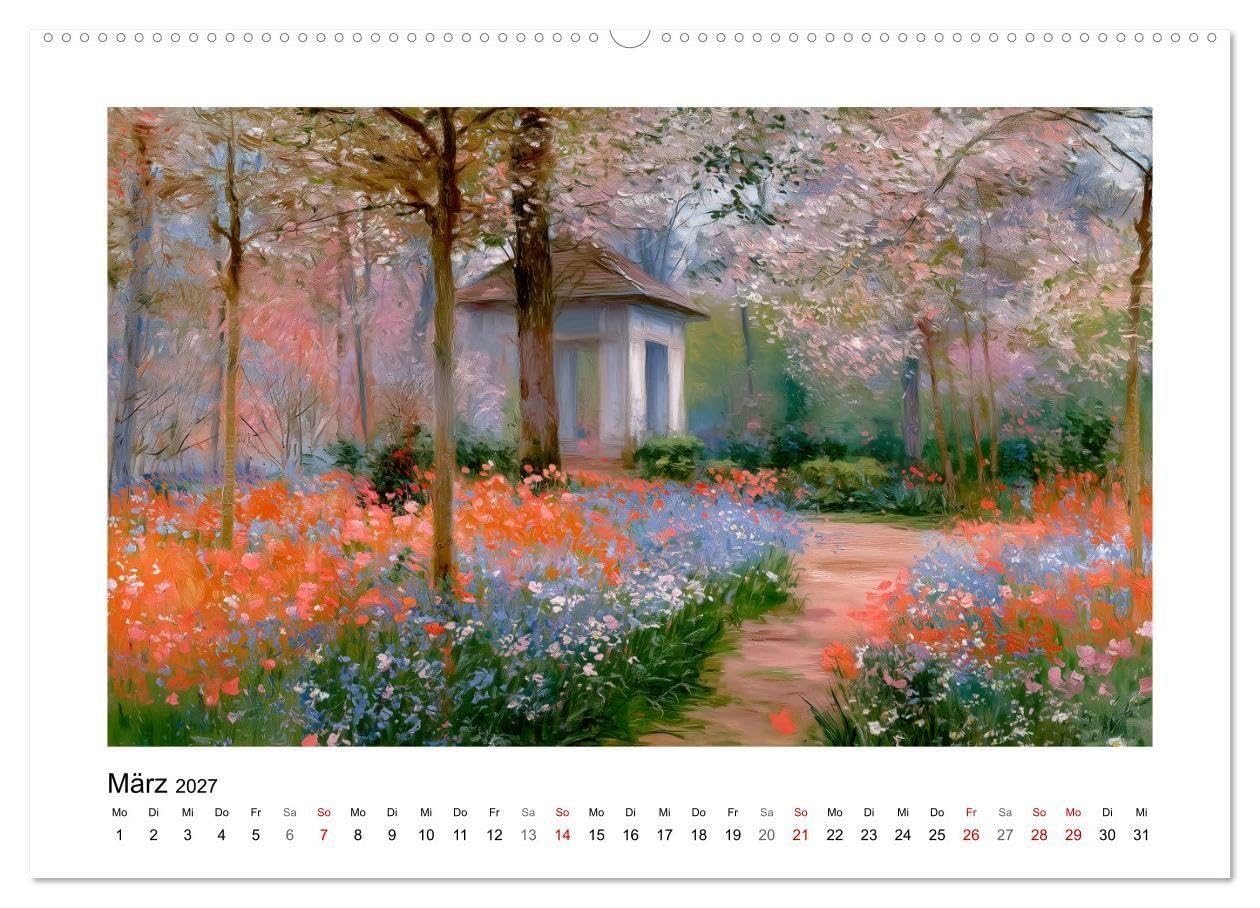 Poesie der Jahreszeiten (hochwertiger Premium Wandkalender 2027 DIN A2 quer), Kunstdruck in Hochglanz: KI-Kunst im impressionistischen Stil (CALVENDO Kunst)