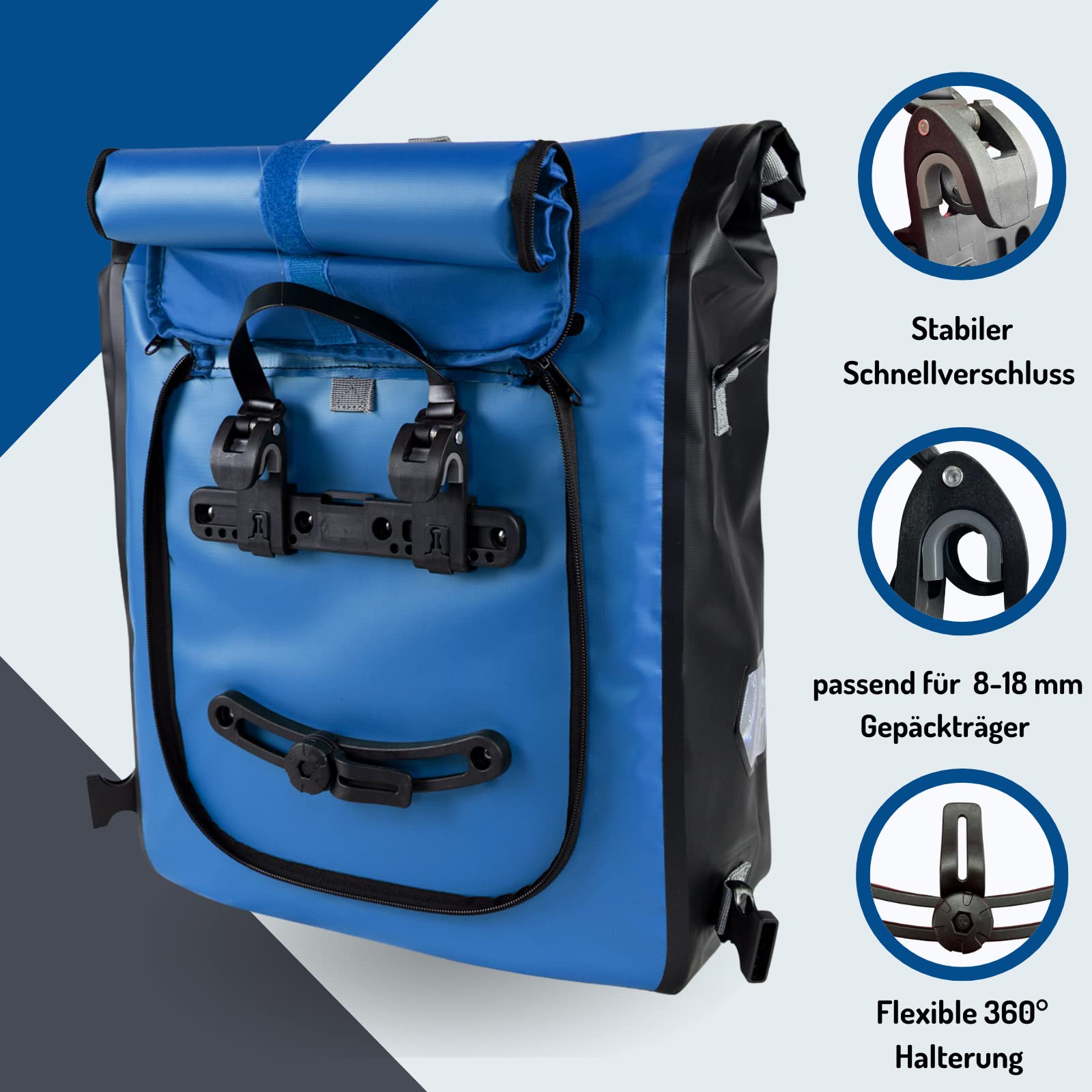 Borsa Bici 3 In 1 Impermeabile E Riflettente: Zaino, Tracolla E Portapacchi - 25 Litri