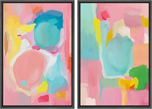 Miniatura 87 de SIGNLEADER Lienzo enmarcado para pared, juego de arte geométrico de mediados de siglo, formas de tocadiscos de música, ilustraciones abstractas,