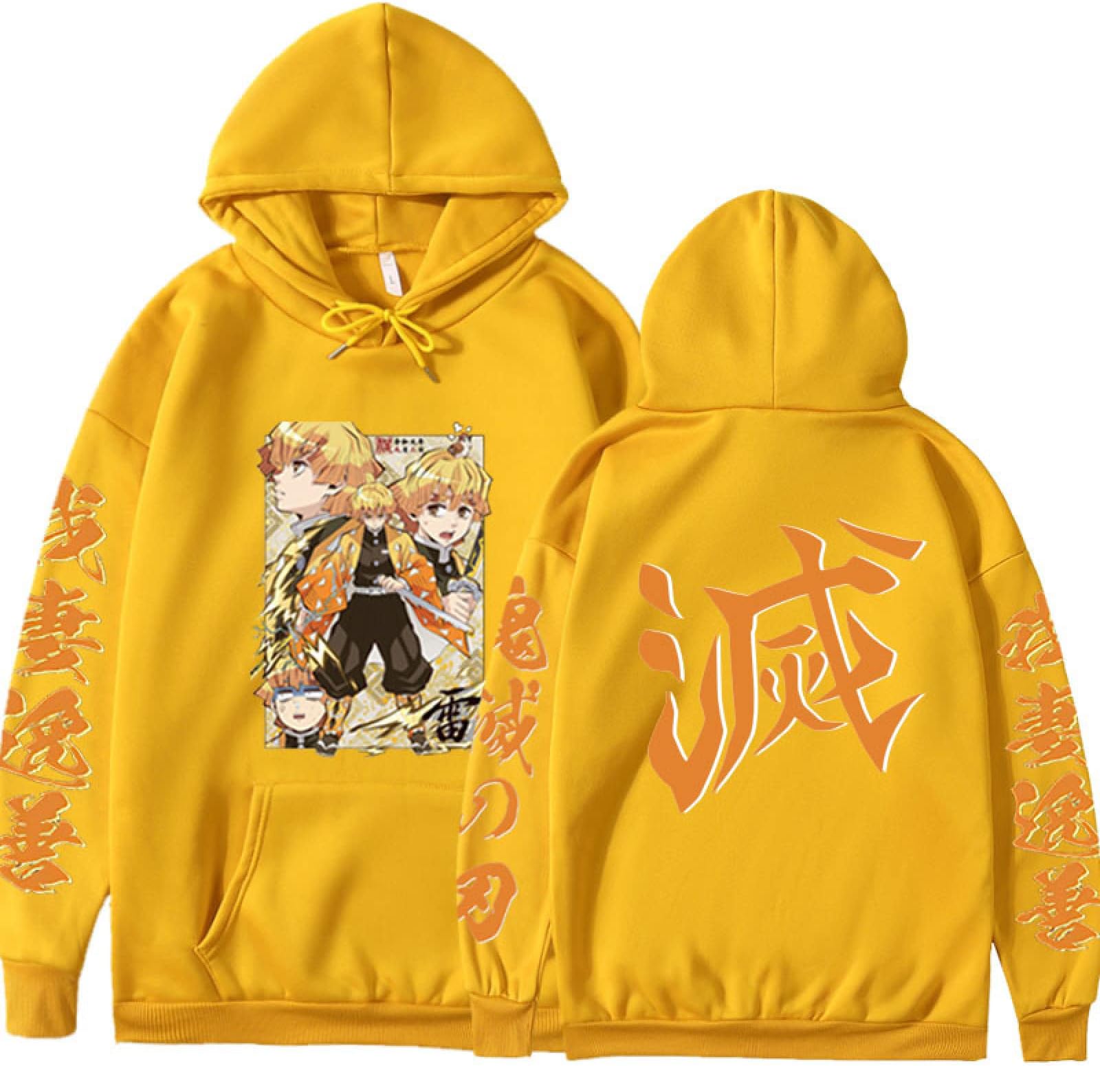 CAMLEOKimetsu No Yaiba Anime Manga Hoodie Demon Slayer Long Sleeve Hip Hop Pullover Hooded Sweatshirt Tops Unisex, A, XXL