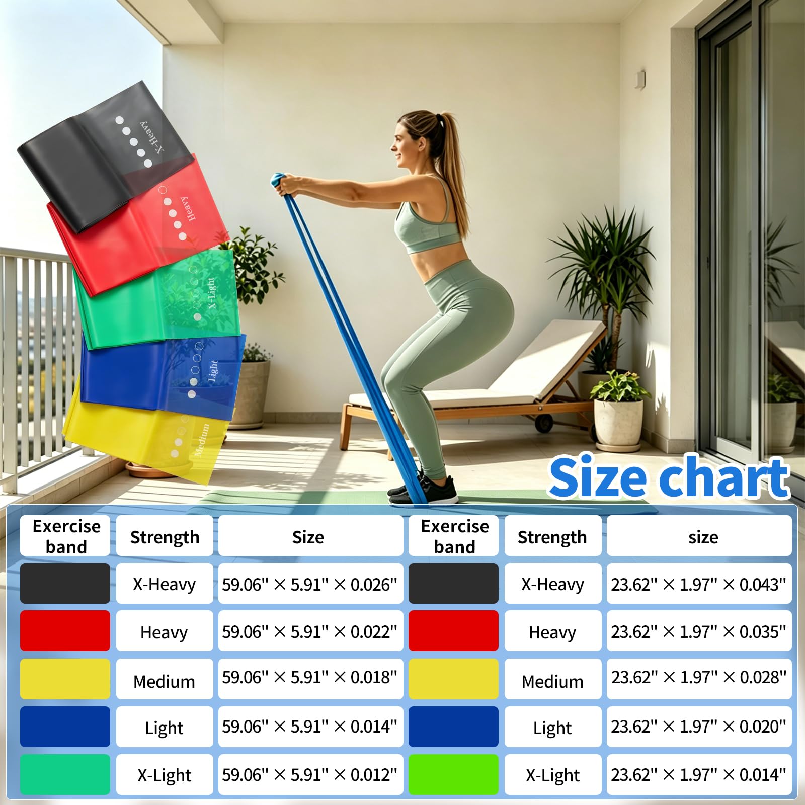Set di 13 fasce di resistenza, 5 fasce per esercizi multilivello, fasce di resistenza ad anello in 5 colori e 3 fasce di resistenza per fitness con manici per interni ed esterni, pilates e