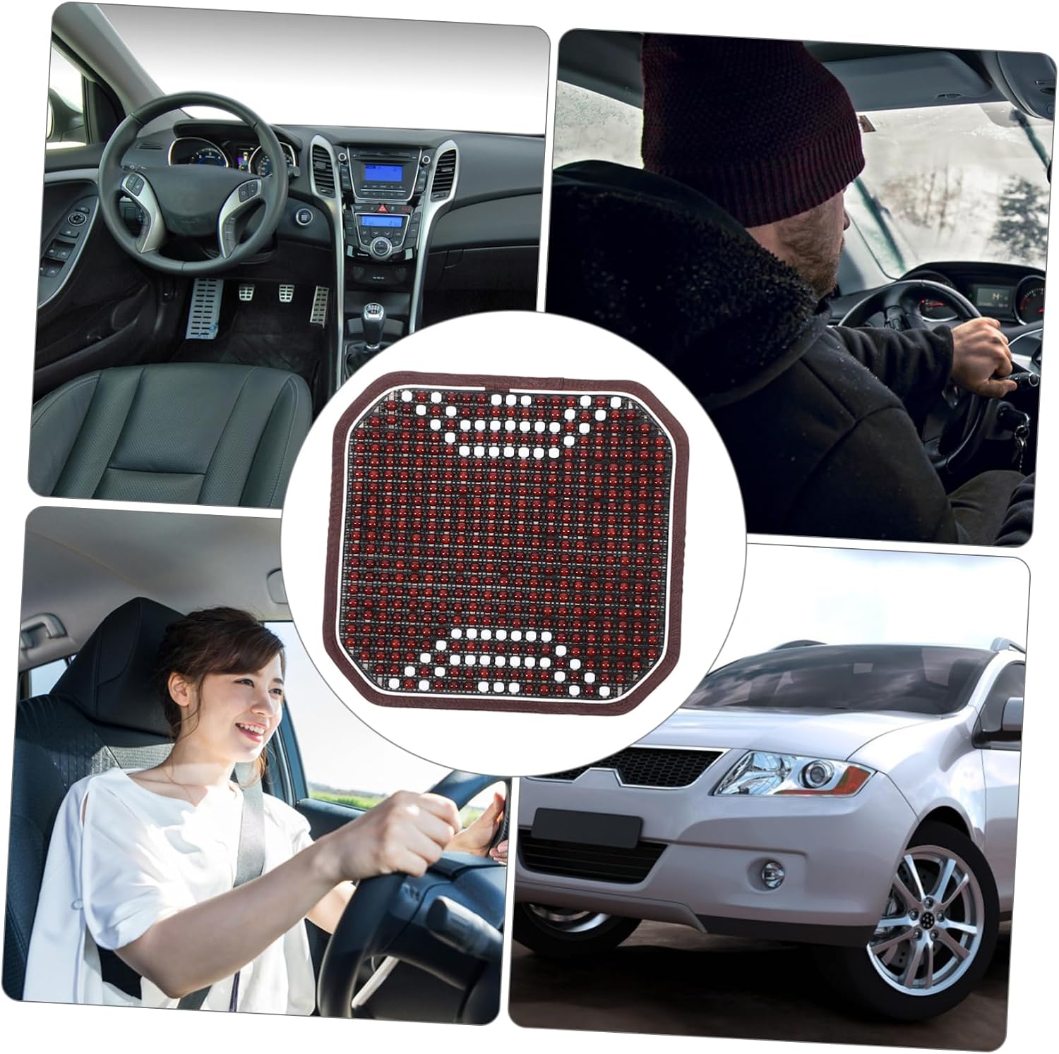 PartyKindom Cooling Car Seat Cushion with Wooden Beads Breathable Summer Car Seat Cover for Comfort and Airflow Trucks and Suvs