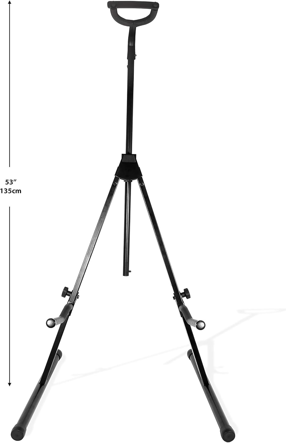 Cello Stand with Bow Holder Hook & Safety Bar - Adjustable, Foldable & Portable Floor Tripod Stand in Matte Black Steel; Endpin Anchor Stopper Included