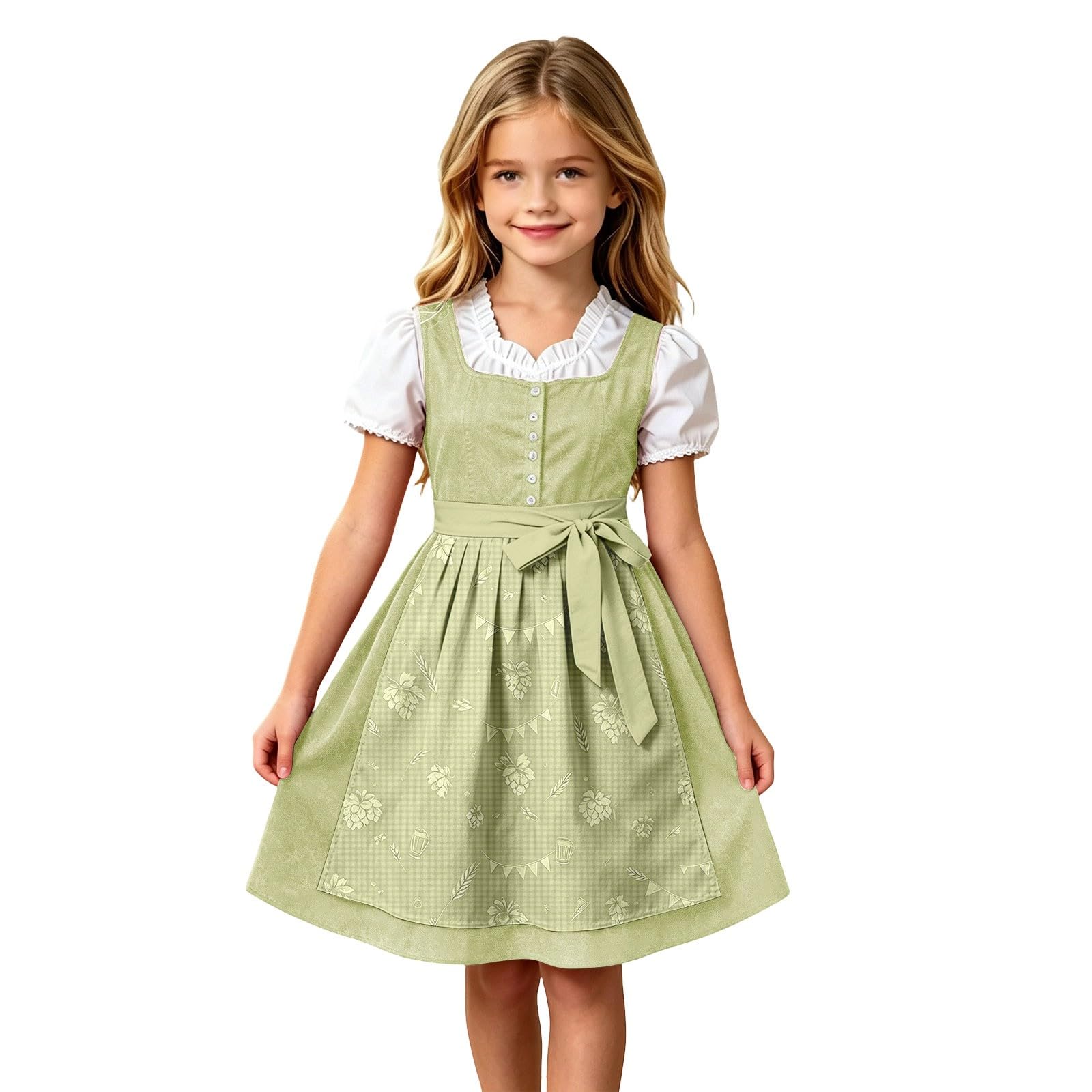 Girls Oktoberfest Costume Bavarian Beer Festival Dirndl Dress with Apron โ image 1