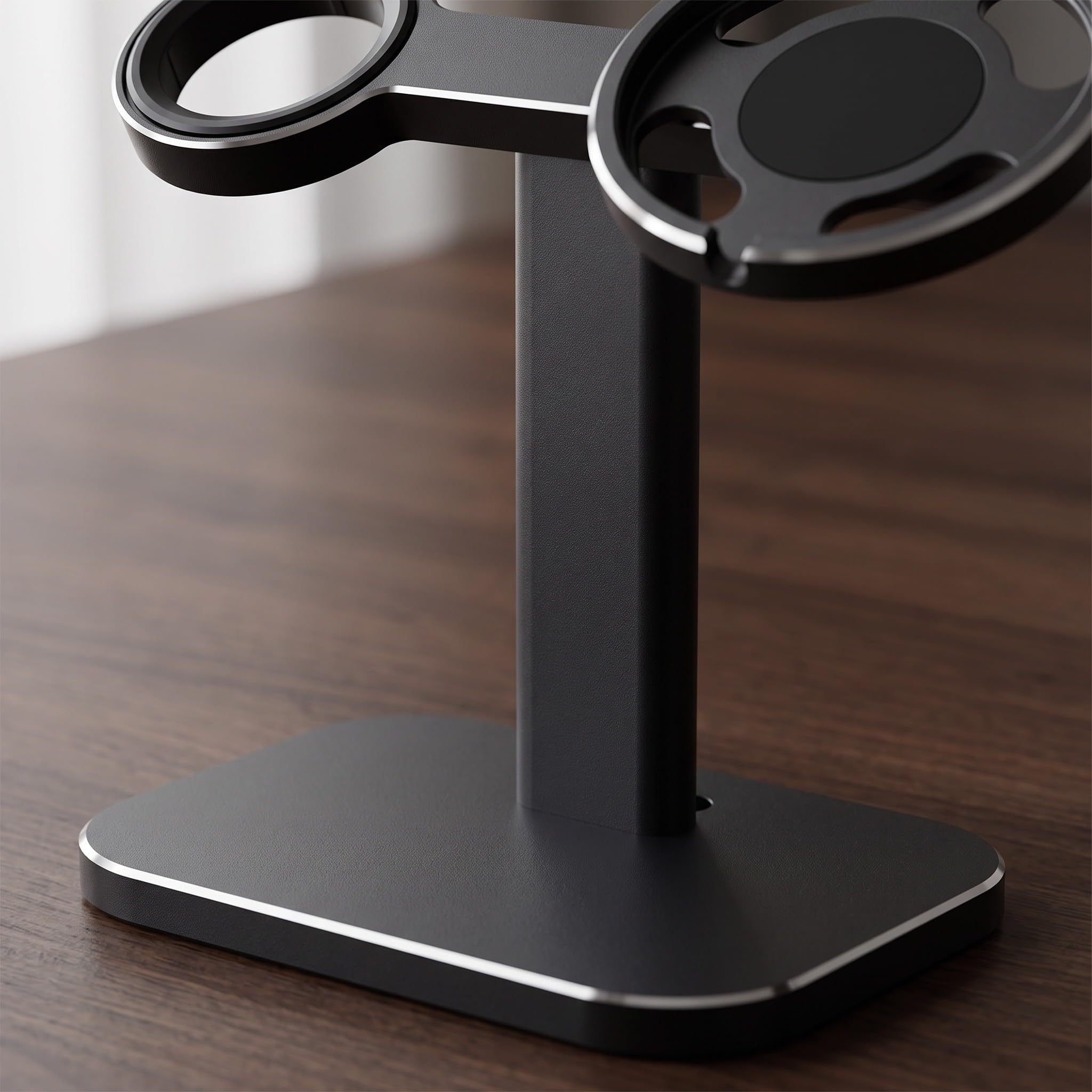 Soporte de Carga Inalámbrico para Teléfono y Reloj de Aluminio Negro