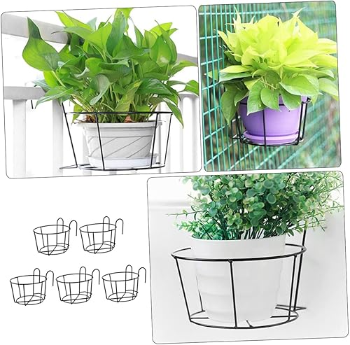 Miniatura 4 de MERRYHAPY Soporte colgante para macetas de hierro, 5 unidades, para balcón, jardinería, maceta, almacenamiento, macetas decorativas