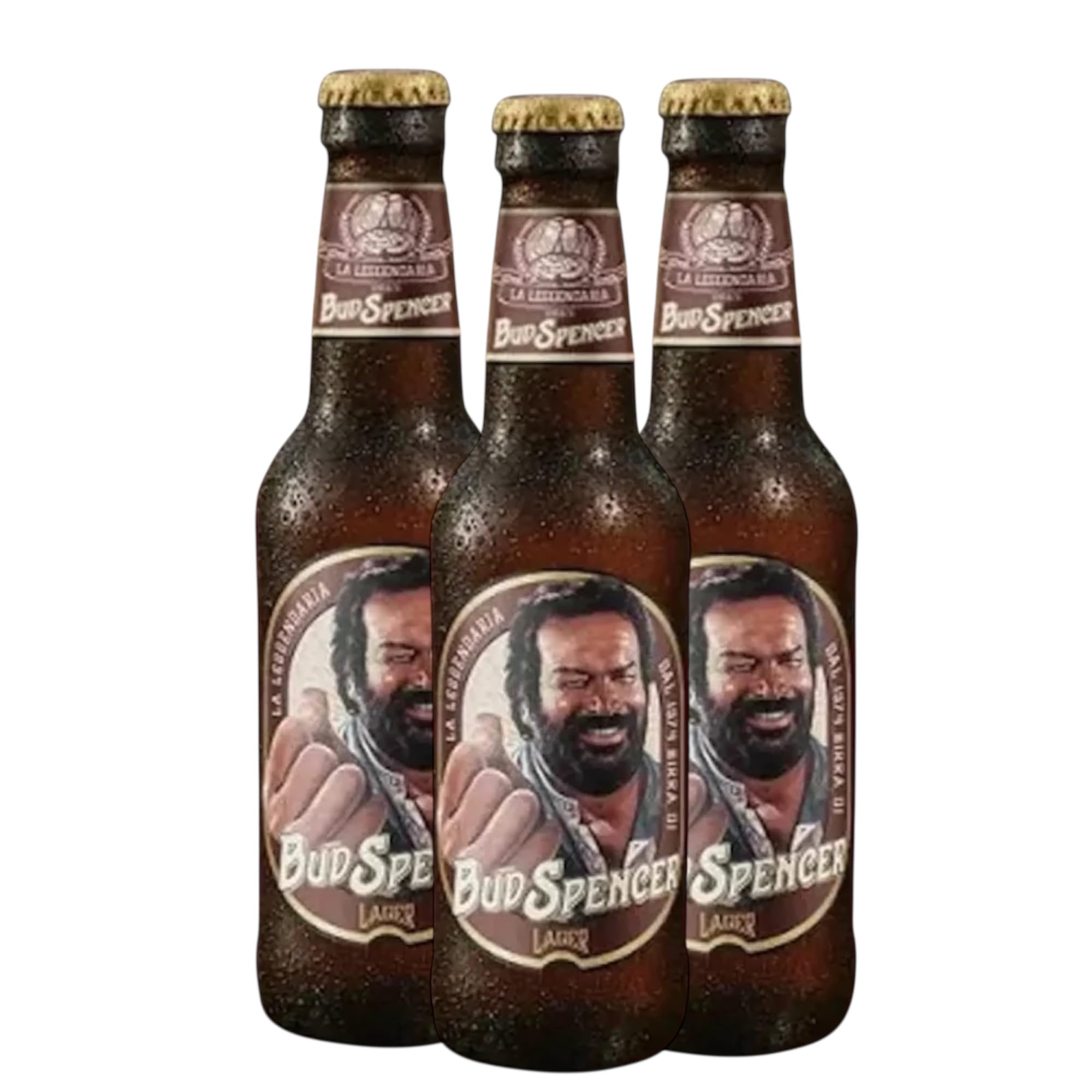 Bud Spencer Lager Bier, 4,8% Vol., 0,33 l, 3 Flaschen inkl. Bierdeckel Haus der Biere Berlin