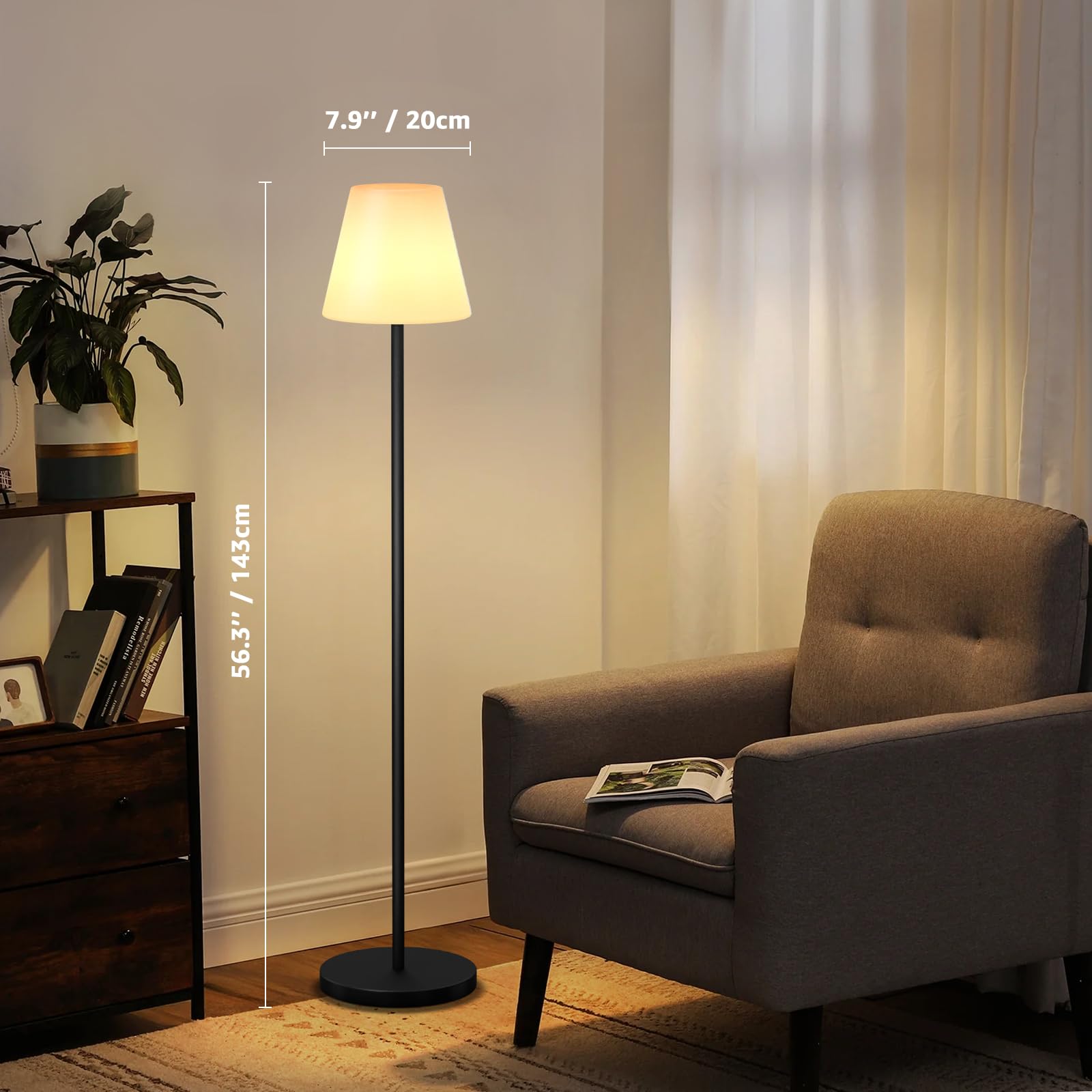 uuffoo Outdoor Stehlampe LED Dimmbar Wiederaufladbar USB Höhenverstellbar RGB Warmweiß APP E27 Metall Rundsockel