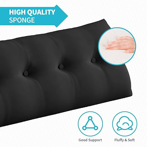 Miniatura 6 de CECER Almohada de cabecera de cama tamaño California King, almohada triangular grande con dos bolsillos laterales, cojín largo de cuña para cama o