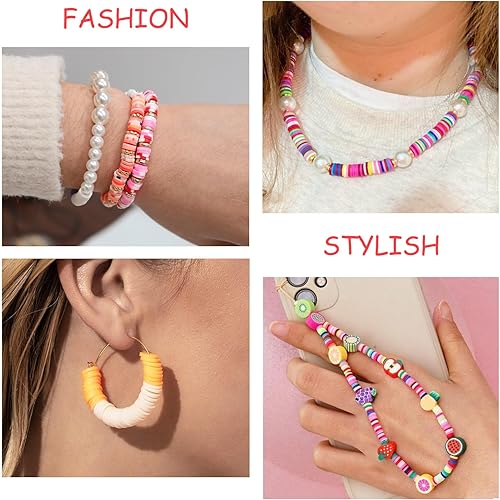 Vista 59 de Redtwo Kit de 23000 cuentas de arcilla para hacer pulseras de la amistad, 7 cajas de 144 colores, juego de cuentas Heishi de polímero plano
