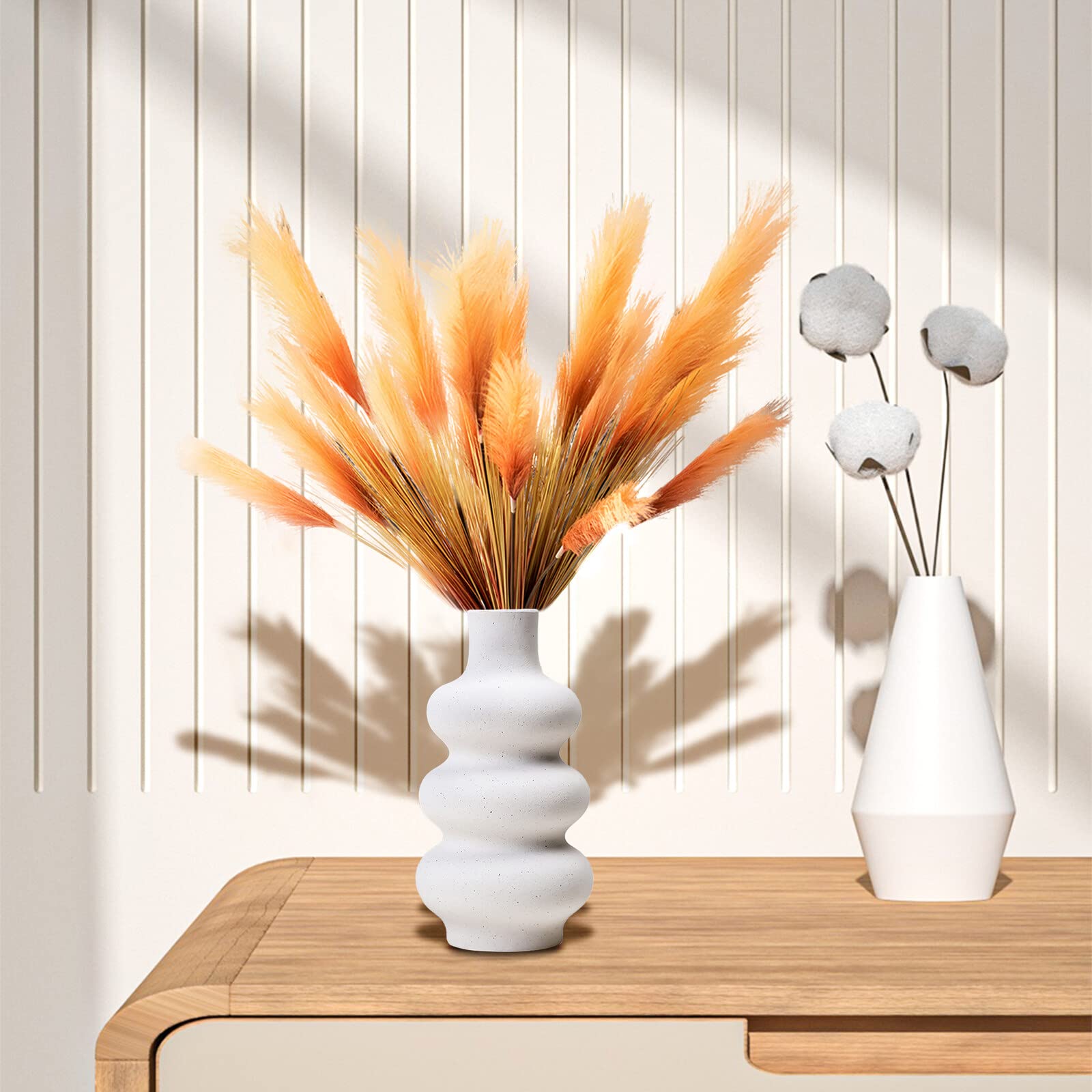 Durdiiy Vase Spirale Blanc – Petit Vase Moderne En Plastique Pour Fleurs Séchées, Pampa Ou Déco Minimaliste