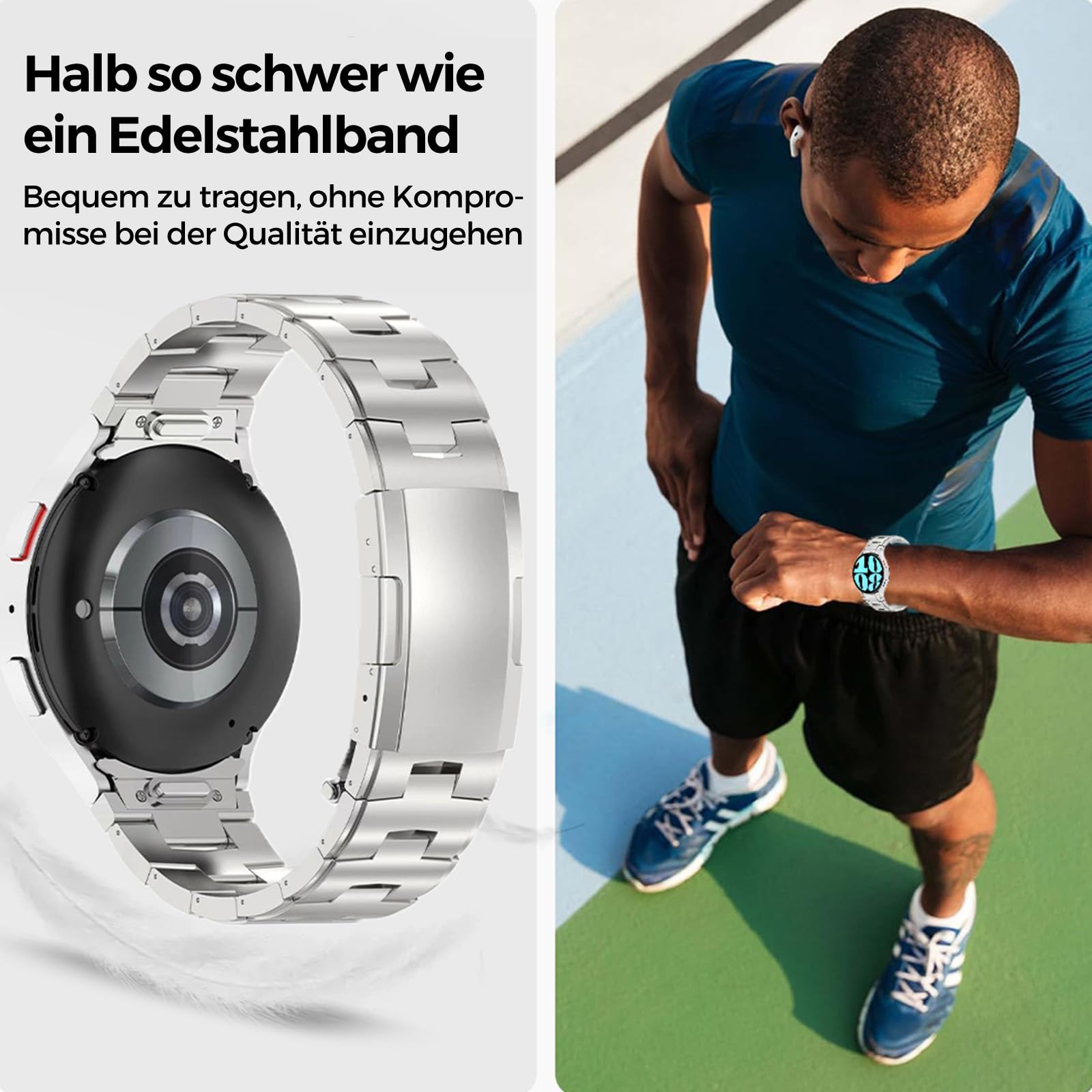 Bracelets en titane compatibles avec Samsung Galaxy Watch 7/6/5/4/FE 44 mm 40 mm, bracelet en métal sans goupille 20 mm, 20mm