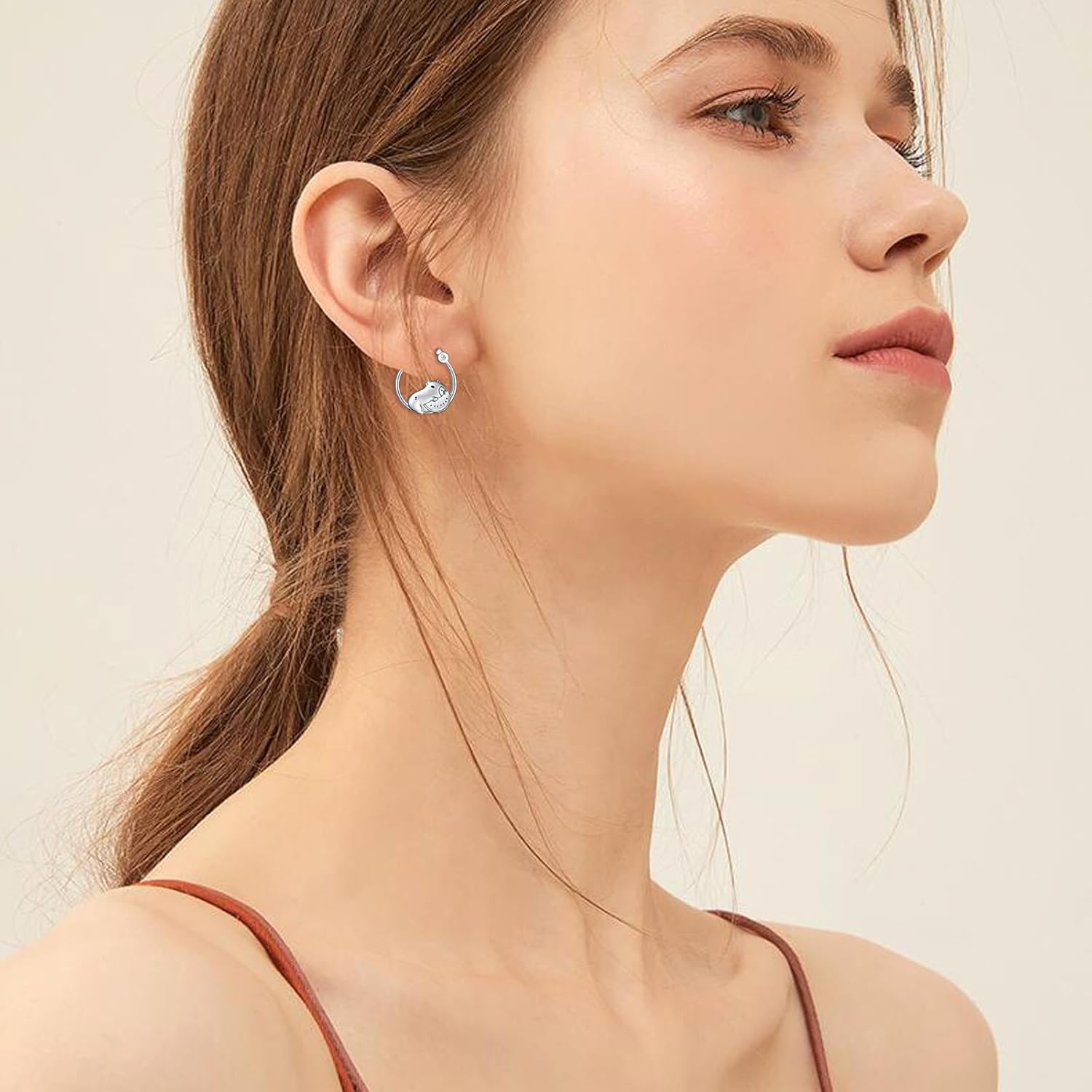 Yearace Cute Animal Dangle Drop Earrings& Stud Earring Axolotl/Butterfly/Capybara/Cat/Frog/Hummingbird/Panda Hoop Earrings for Women 925 Sterling Silver Huggie Hoop Earrings Cute Jewelry Gifts - Image 3