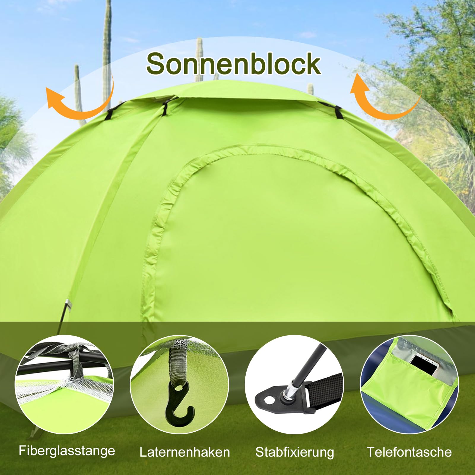 Tenda da campeggio ultraleggera, tessuto Oxford 210D, impermeabile, con borsa per il trasporto, impermeabile e facile da installare per viaggi e escursioni