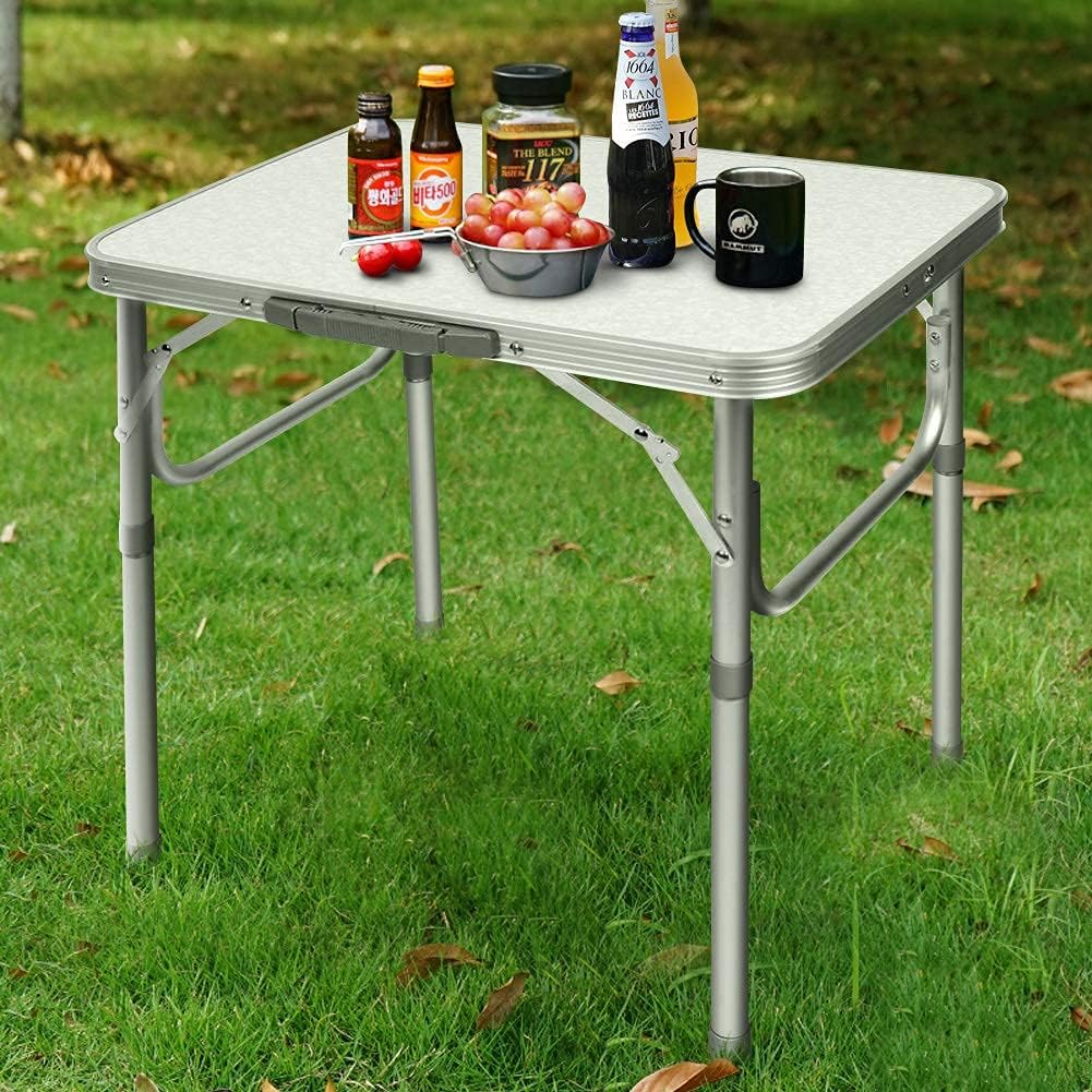 Ejoyous Tavolo Pieghevole da Giardino, 1x vassoio da tavolo pieghevole regolabile in lega di alluminio per picnic da campeggio da giardino all'aperto