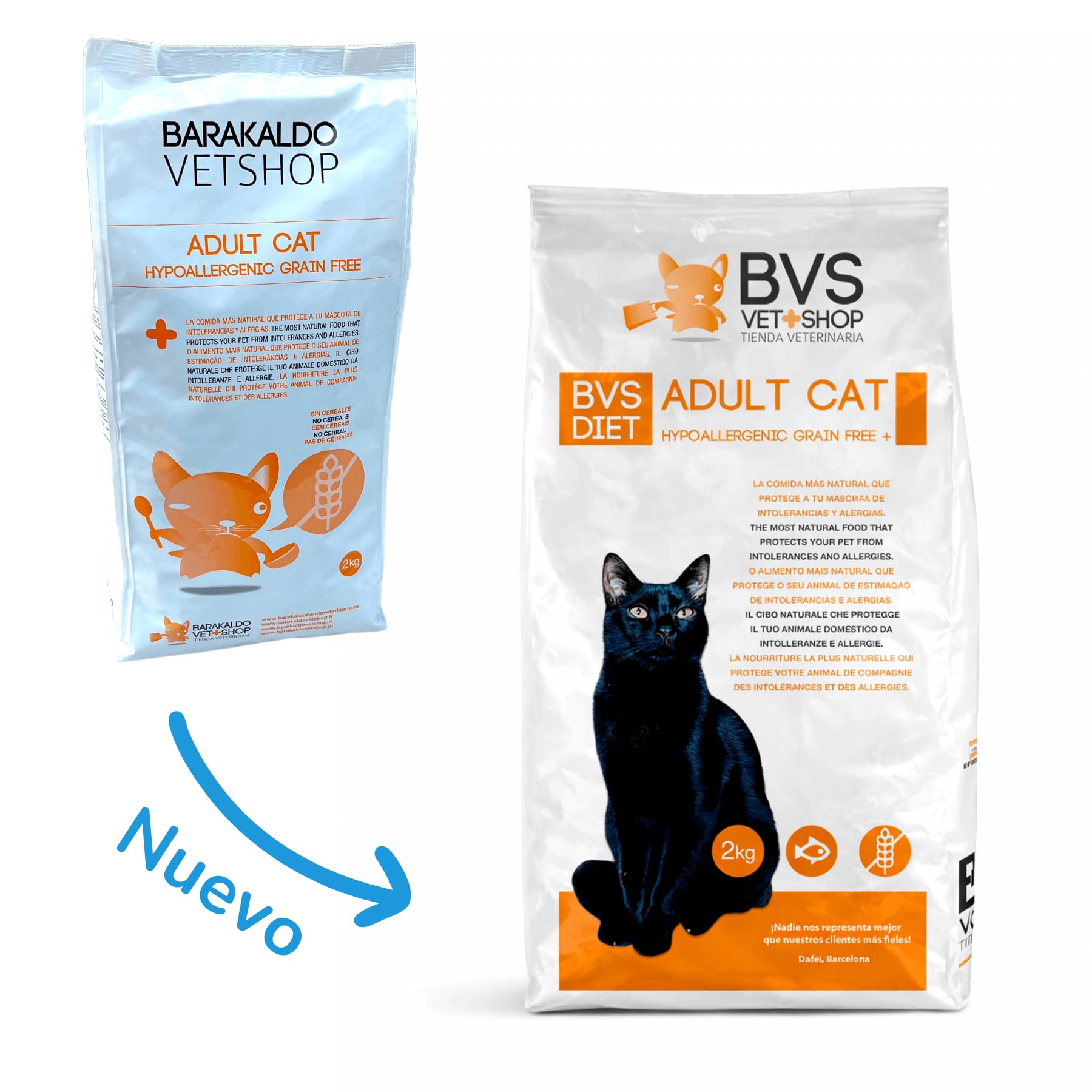 BVS Vet Shop | Adult Cat Hypoallergenic Grain Free para Gatos | Sin Cereales para Gatos Adultos con intolerancias o alergias alimentarias a Partir de los 4 Meses | 12Kg