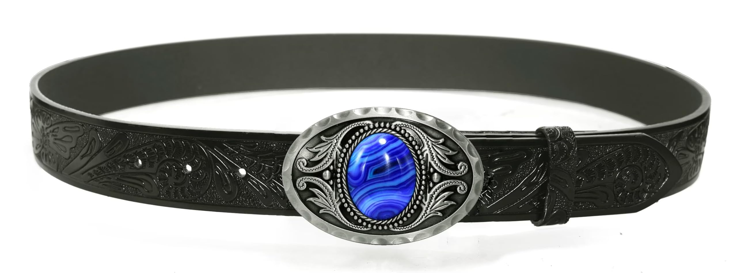 GURANSE Natural Gems Tiger Eyes Stone Belt Buckle With Acanthus Western Cowboy Style More Colors