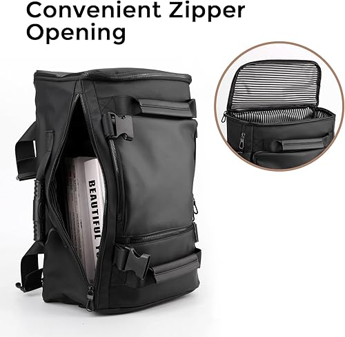 Miniatura 4 de Mochila de viaje para hombre, mochila de viaje con correa para el hombro, resistente al agua, 15.6 pulgadas, para computadora portátil, aprobada