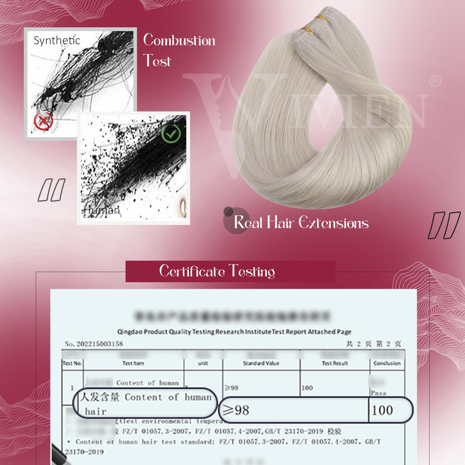 Vivien Extensions Echthaar Tressen Blond 45cm Remy Menschliches Haar Extensions Weft Platinblond für Frauen 100g #60