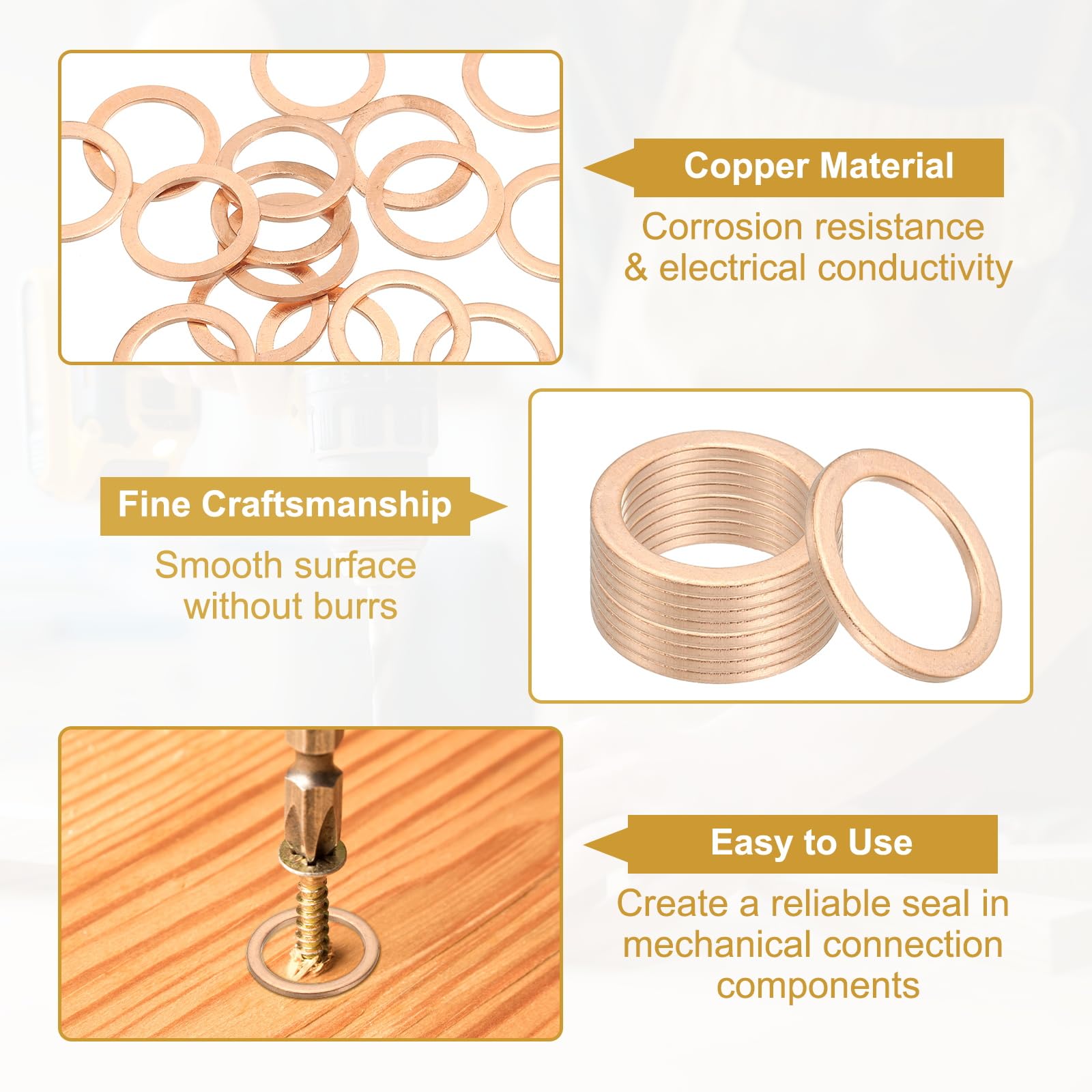 PATIKIL M18 Copper Washer Sealing Ring - Image 3