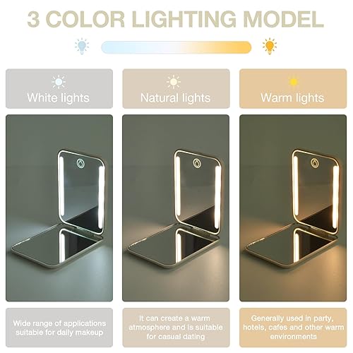 Miniatura 5 de Kintion Espejo de bolsillo recargable, material de paja de trigo, aumento 1X3X, espejo compacto portátil, espejo de viaje de mano, espejos de bolso