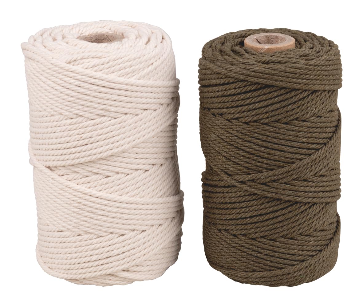 Rayher Macramé yarn set, 2.2mm ø, olive, 2x approx.200g, 2 spools of 70 m each, 44000456