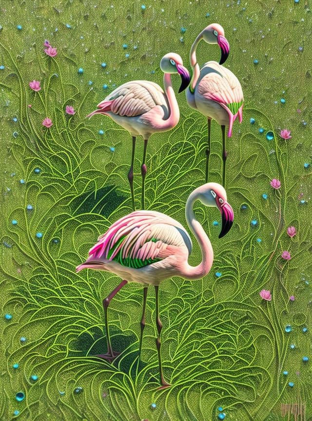 Tableau sur toile flamants roses 58x90 cm poster nature sans cadre