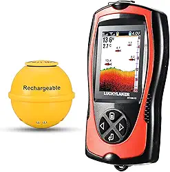 LUCKYLAKER Sonar Kayak Fish Finder Portátil Água Portátil Localizador de Profundidade Transdutor de Barco Localizador de Peixes Sem Fio Tela LCD Mar Pesca