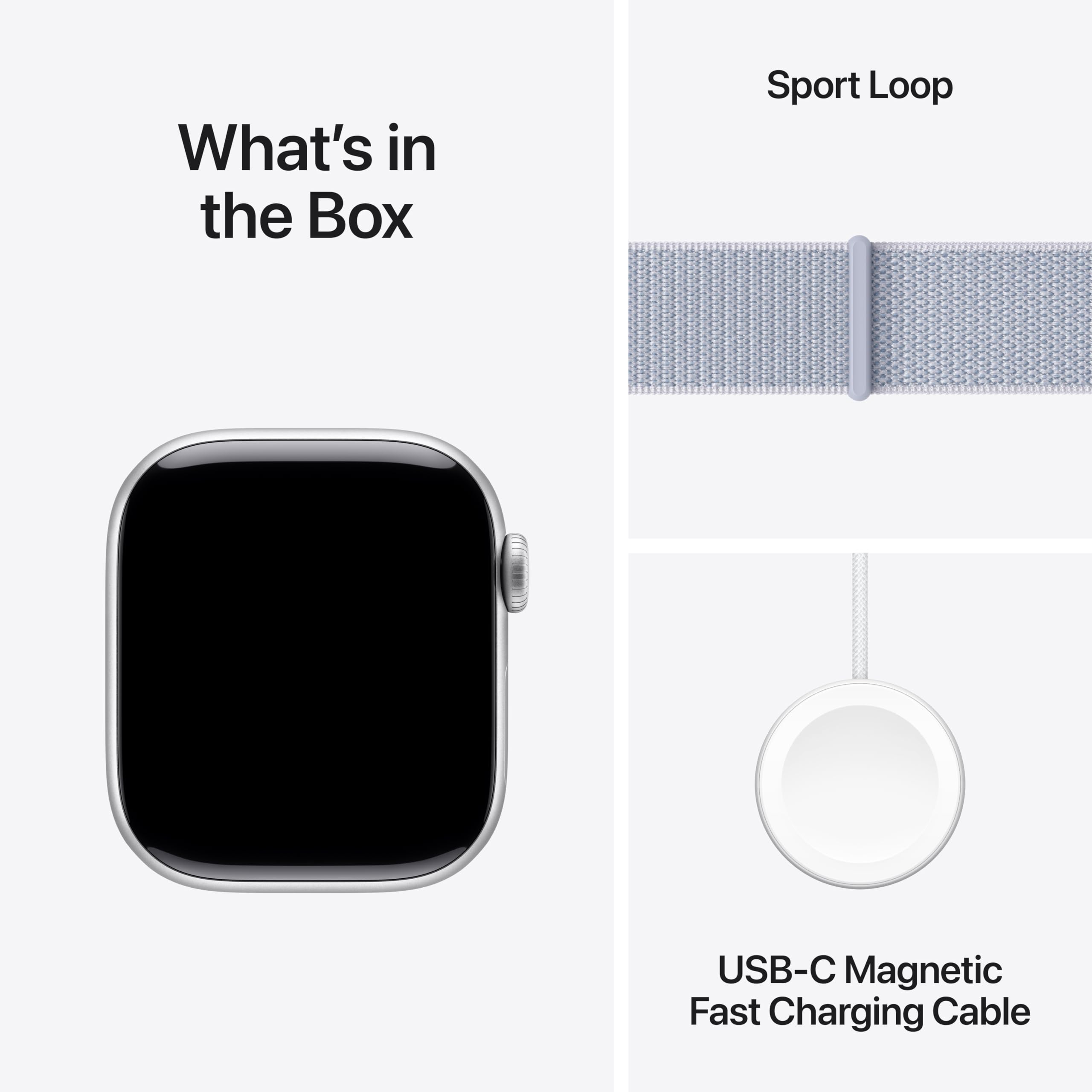 Apple Watch Series 10 [GPS 42mm case] Smartwatch with Silver Aluminum Case with Blue Cloud Sport Loop. Fitness Tracker, ECG App, Always-On Retina Display, Carbon Neutral