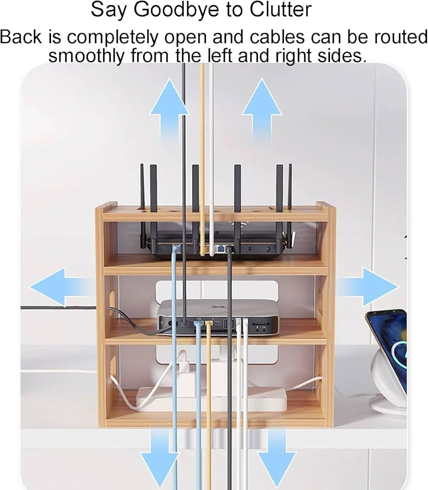 Amazon.co.jp: WiFiルーター収納ボックス、木製ルーター 棚