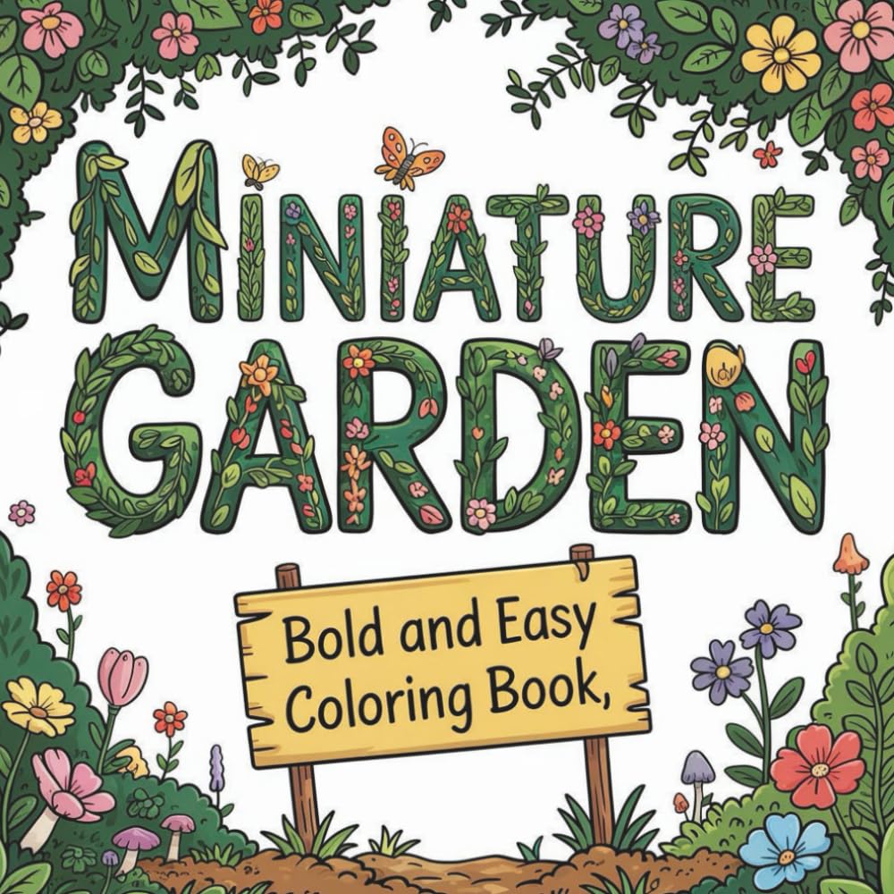 Cozy Miniature Garden Coloring Book: Bold and Easy Coloring Book Featuring Cute Mini Gardens, Flowers, Mushrooms for Relaxation and Stress Relief (Cozy Coloring Books)
