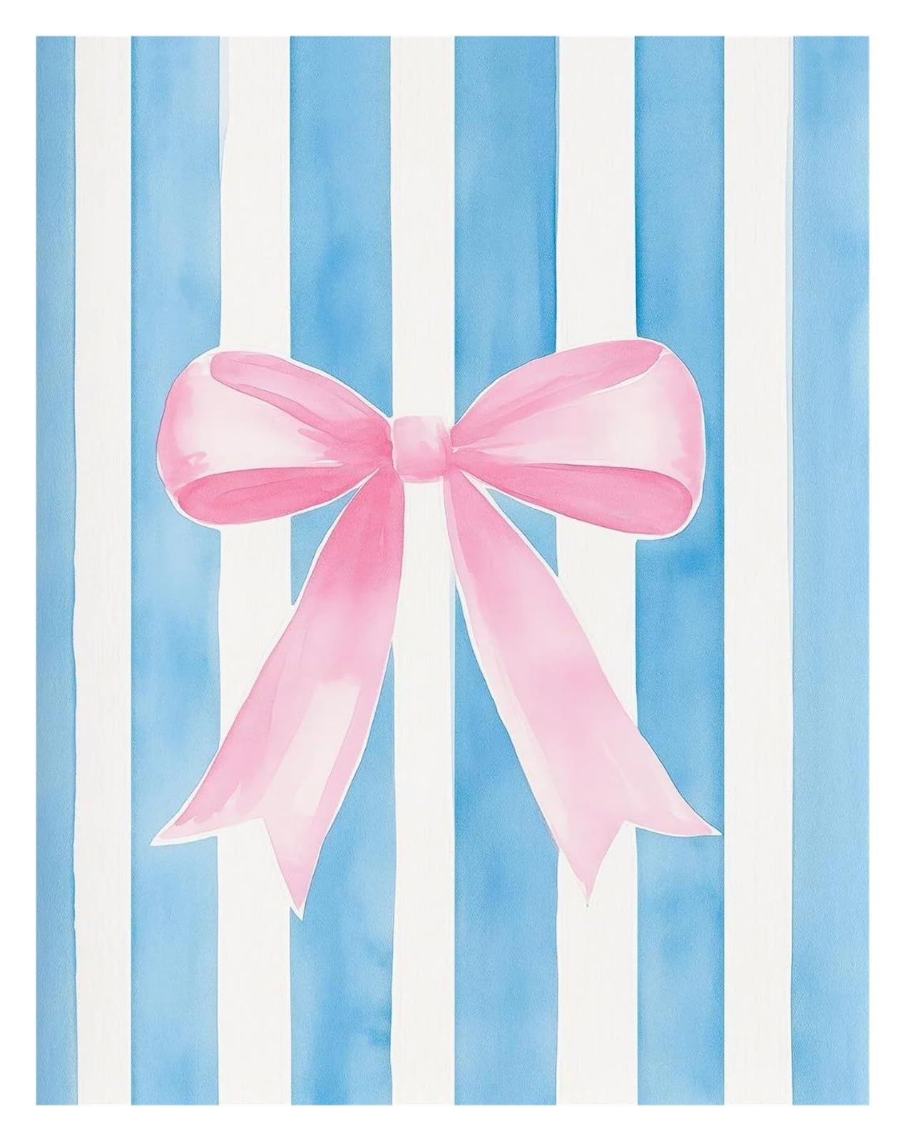 Toile imprimée ruban et nœud rose bleu 30x42cm pour tableau déco murale
