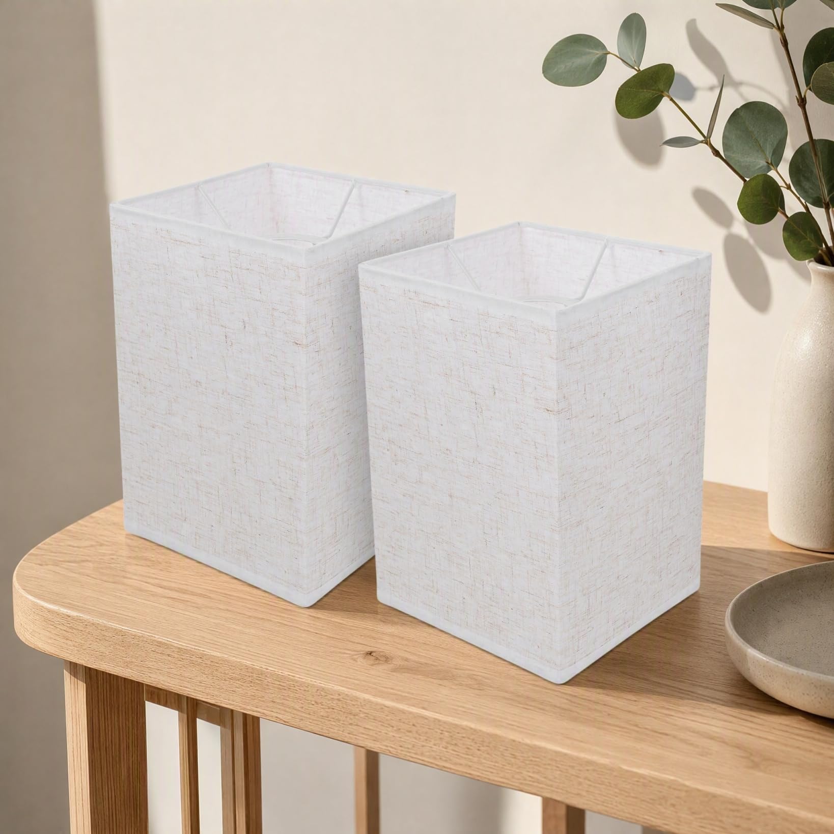 2 piezas de pantalla de lámpara de lino rectangular desmontable cubierta de lámpara de repuesto para lámparas de mesa y apliques de pared difusores de luz para el hogar y la oficina