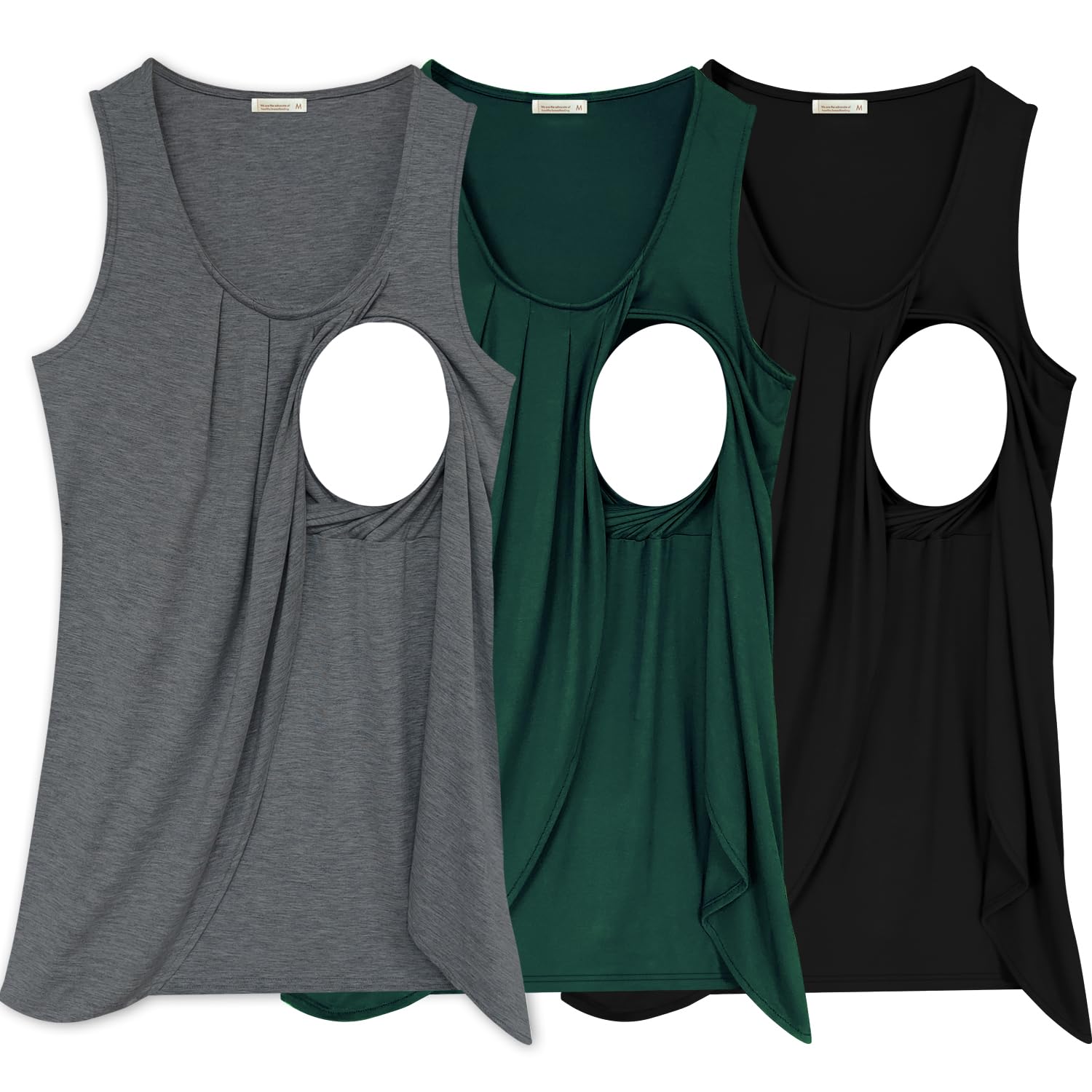 PARNIXS 3er Pack Sommer Stilltops Damen Ärmelloses Stillshirt Schwangere Tanktops