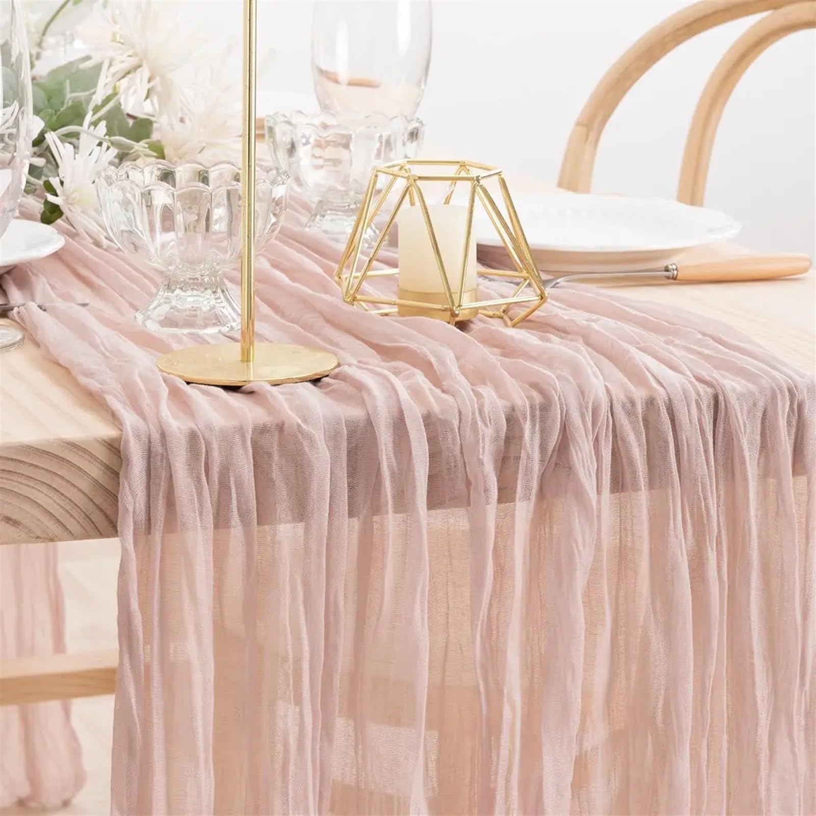 10 STÜCKE Halbtransparente Gaze Tischläufer Käsetuch Tischdekoration Esszimmer Hochzeit Party Weihnachtsbögen Kuchen Dekor TischläUfer Chiffon(10Pcs Blue,90X400cm)