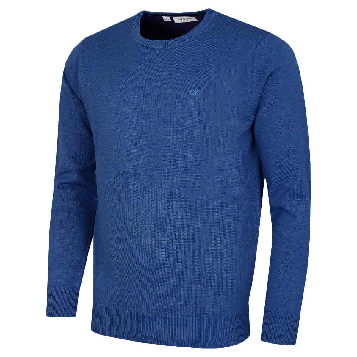 Calvin Klein Men's Atlantic Blue Crew Neck Cotton Sweater - M