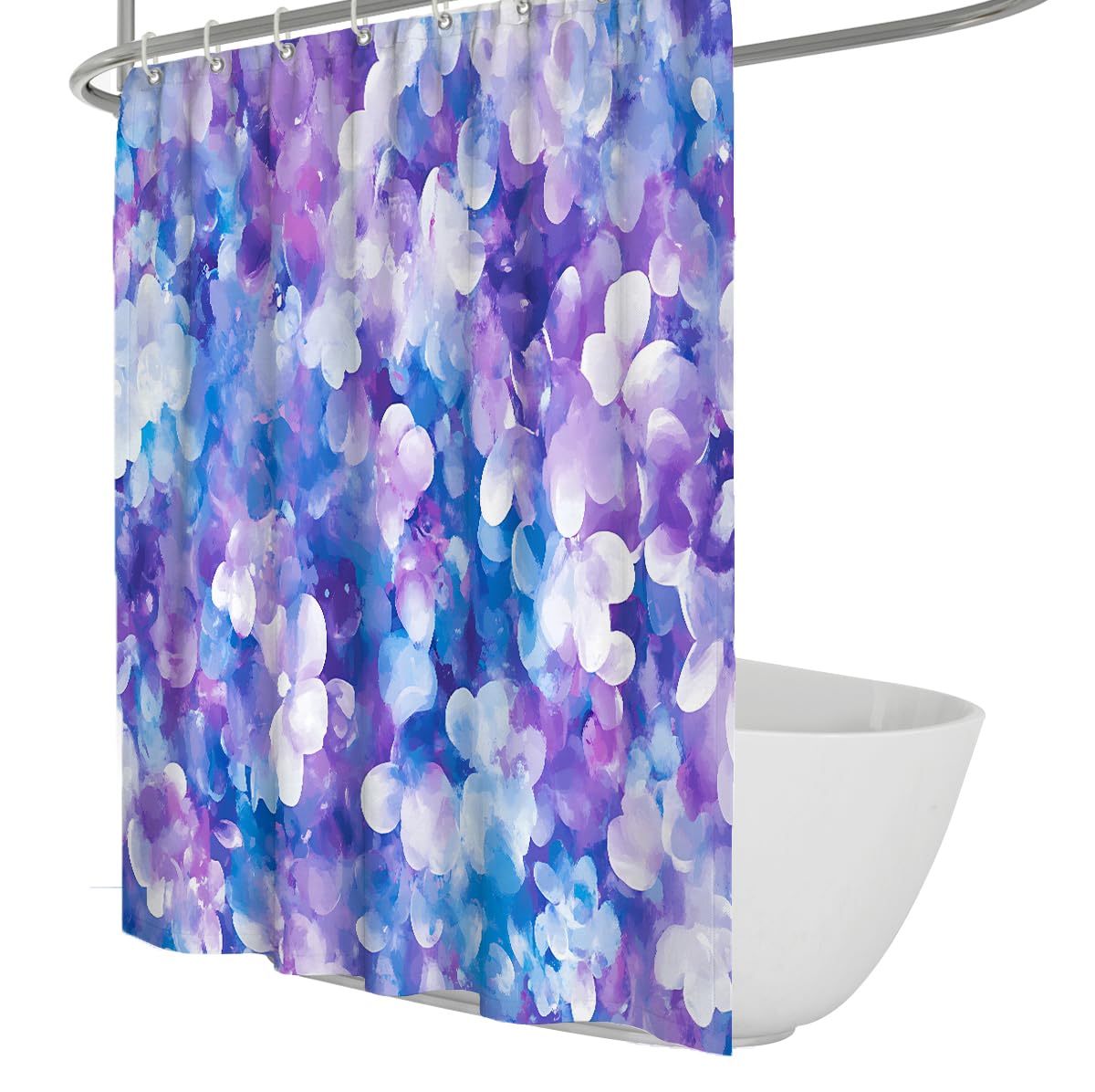 UERWOWELL Purple Romantic Shower Curtain Watercolor Hydrangea Floral Pattern Bath Curtains Abstract Boho Bathroom Decoration Waterproof Fabric W150xL200 cm