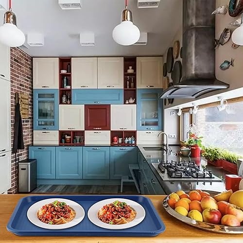 Miniatura 6 de Paquete de 10 bandejas de plástico para comida rápida, bandejas de plástico para cafeterías de 16 x 12 pulgadas con superficie texturizada, bandejas