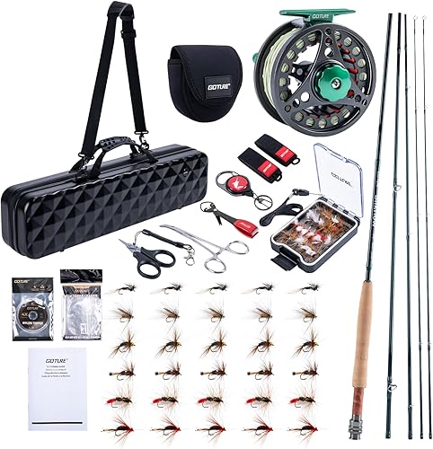 Miniatura 14 de Goture Fly Fishing Rod and Reel Combo with Fly Rod & Gear Case, 9FT 4-Piece Fly Rod, Pre-Spooled Reel, Fly Line, Flies, Leader, Tippet, Forceps, E1: