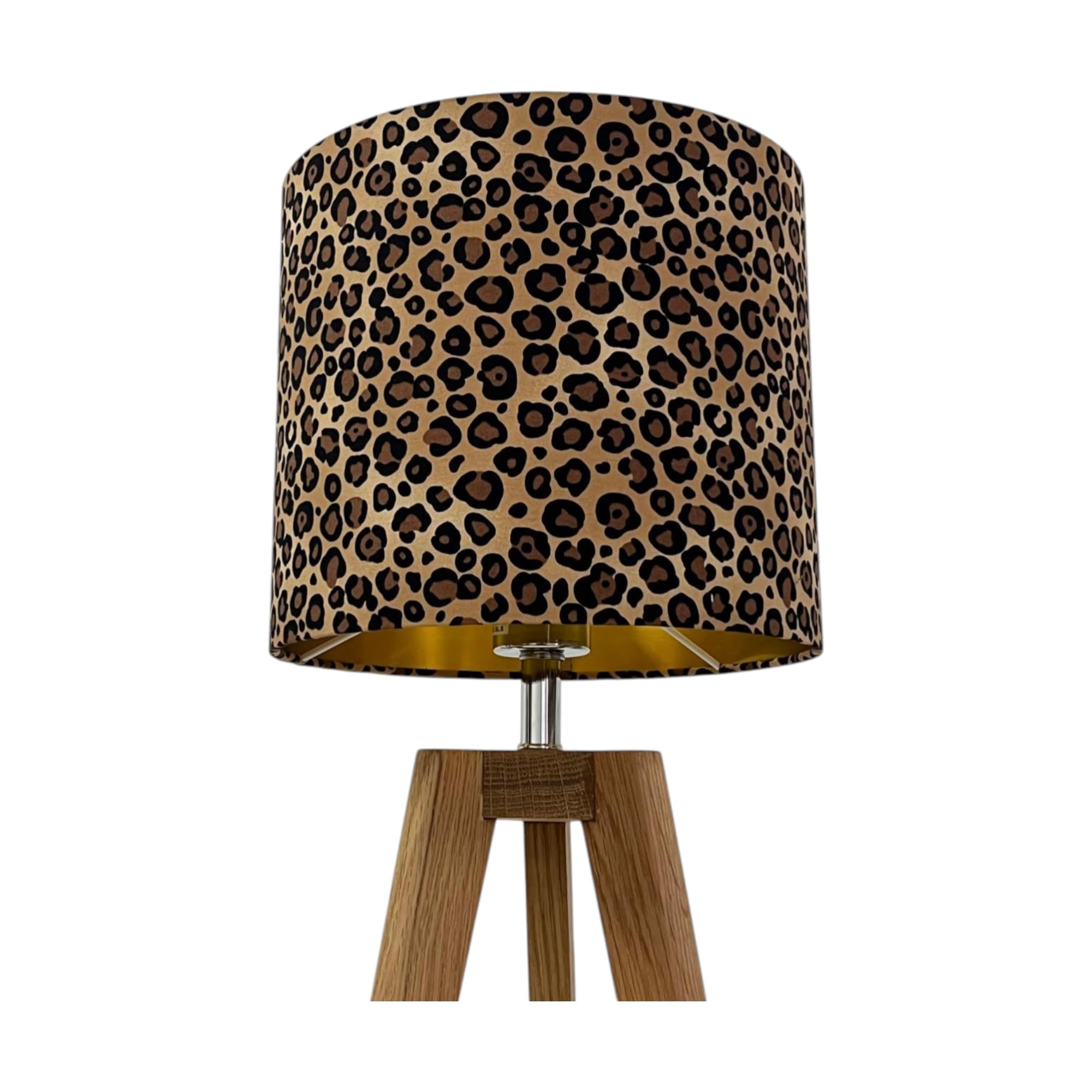 Leopard Animal Print Brushed Gold Drum Lampshade