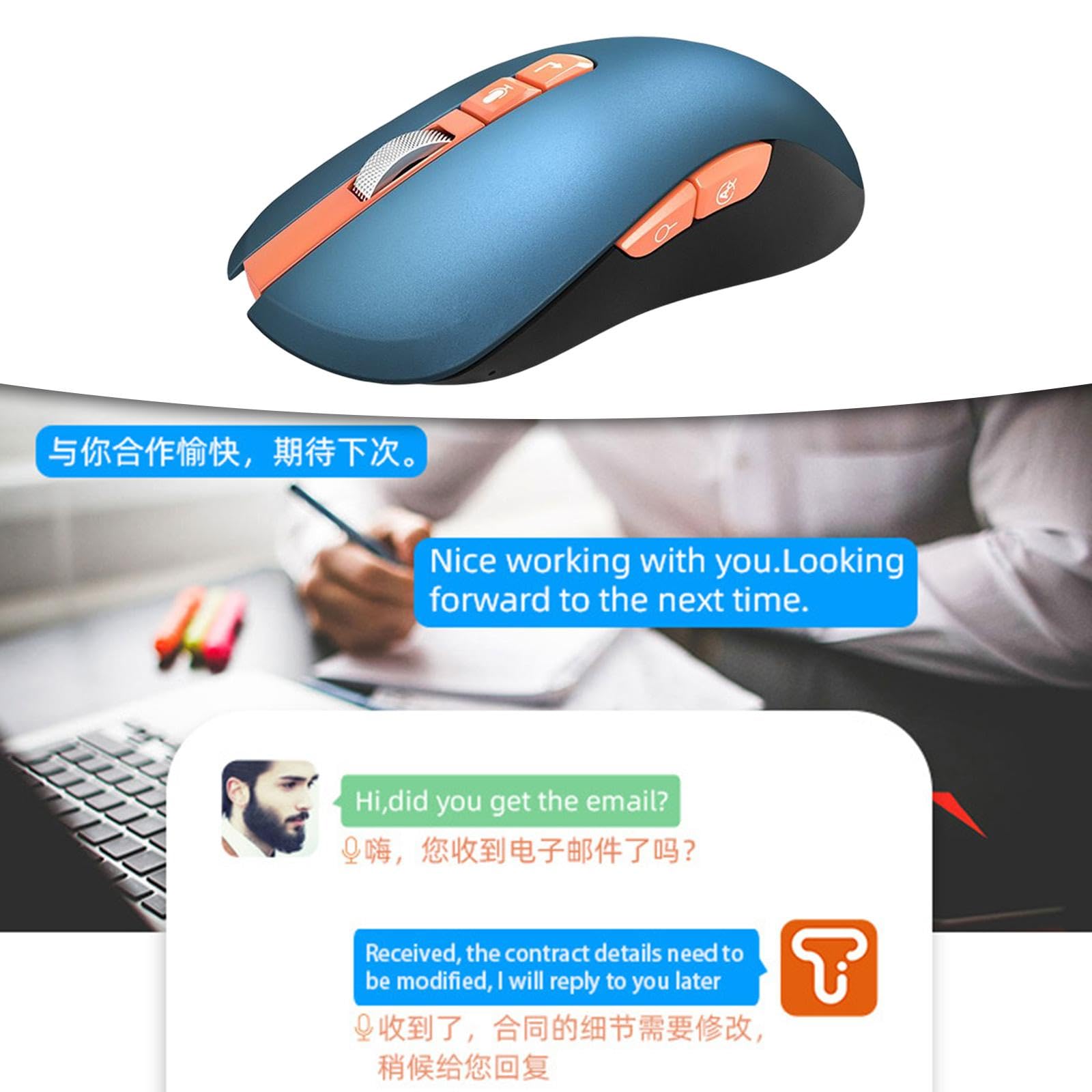 Qianly Ratón Gaming Ratón de Voz Ratón con Reconocimiento Ratón con Controles con Dictado Real Traducción Soportada Botones Programables y USB